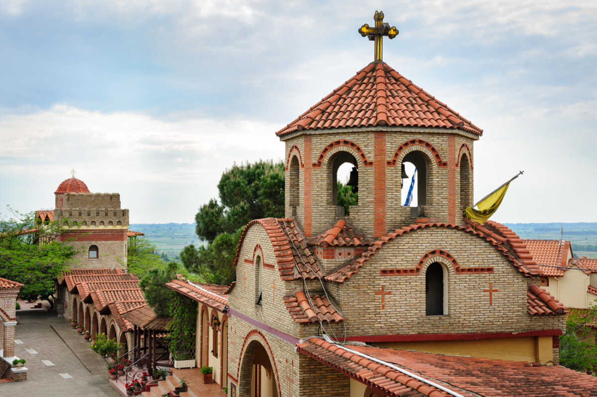 Monastery of Saint Ephrem the Syrian near Olymp mountains in Greece, main gates