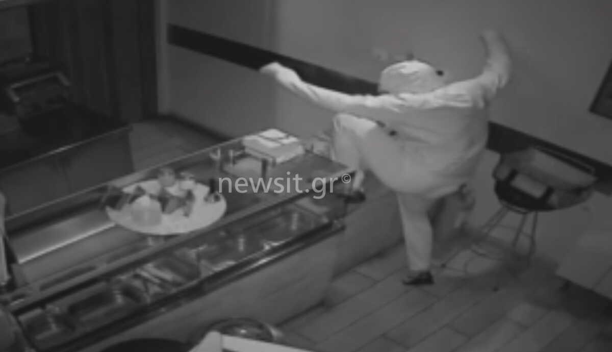 Θεσσαλονίκη: Καρέ καρέ η εισβολή διαρρηκτών σε εστιατόριο – Βίντεο ντοκουμέντο