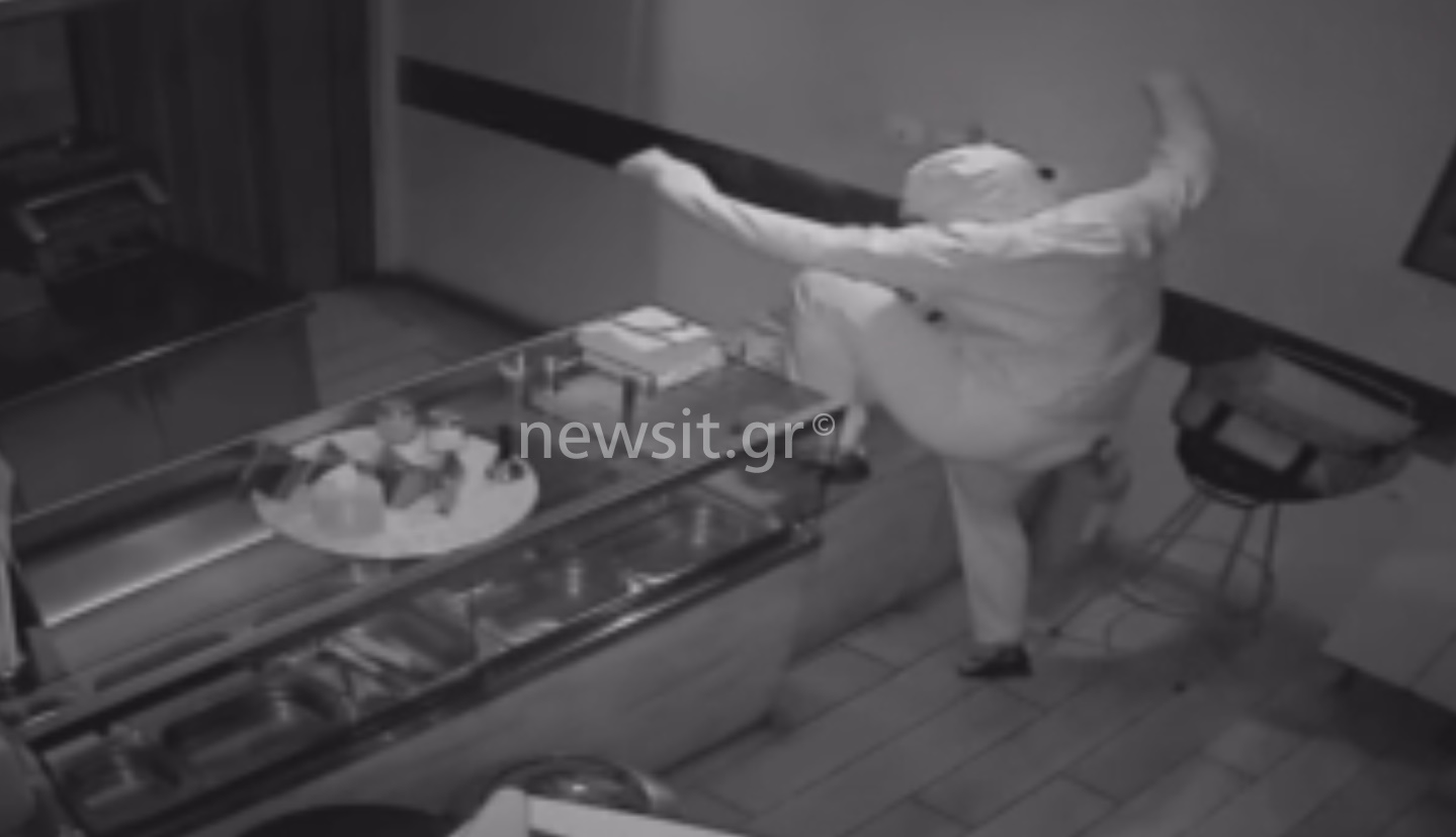 Θεσσαλονίκη: Καρέ καρέ η εισβολή διαρρηκτών σε εστιατόριο – Βίντεο ντοκουμέντο