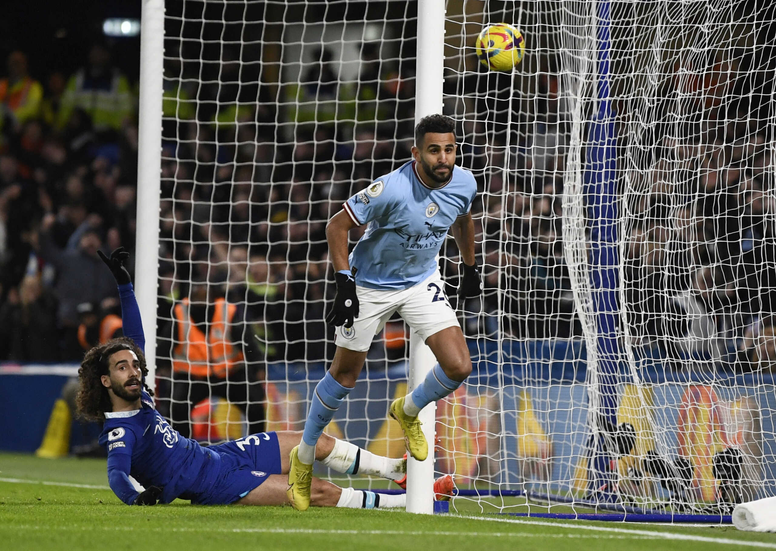 Soccer Football - Premier League - Chelsea v Manchester City - Stamford Bridge, London, Britain - January 5, 2023 Manchester City's Riyad Mahrez celebrates scoring their first goal REUTERS