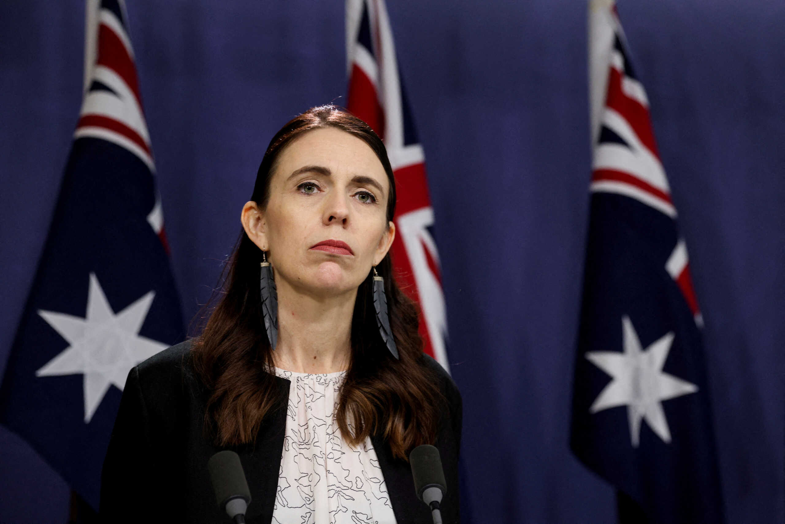 FILE PHOTO: New Zealand Prime Minister Jacinda Ardern addresses members of the media during a joint news conference hosted with Australian Prime Minister Anthony Albanese, following their annual Leaders’ Meeting, at the Commonwealth Parliamentary Offices in Sydney, Australia, July 8, 2022. REUTERS