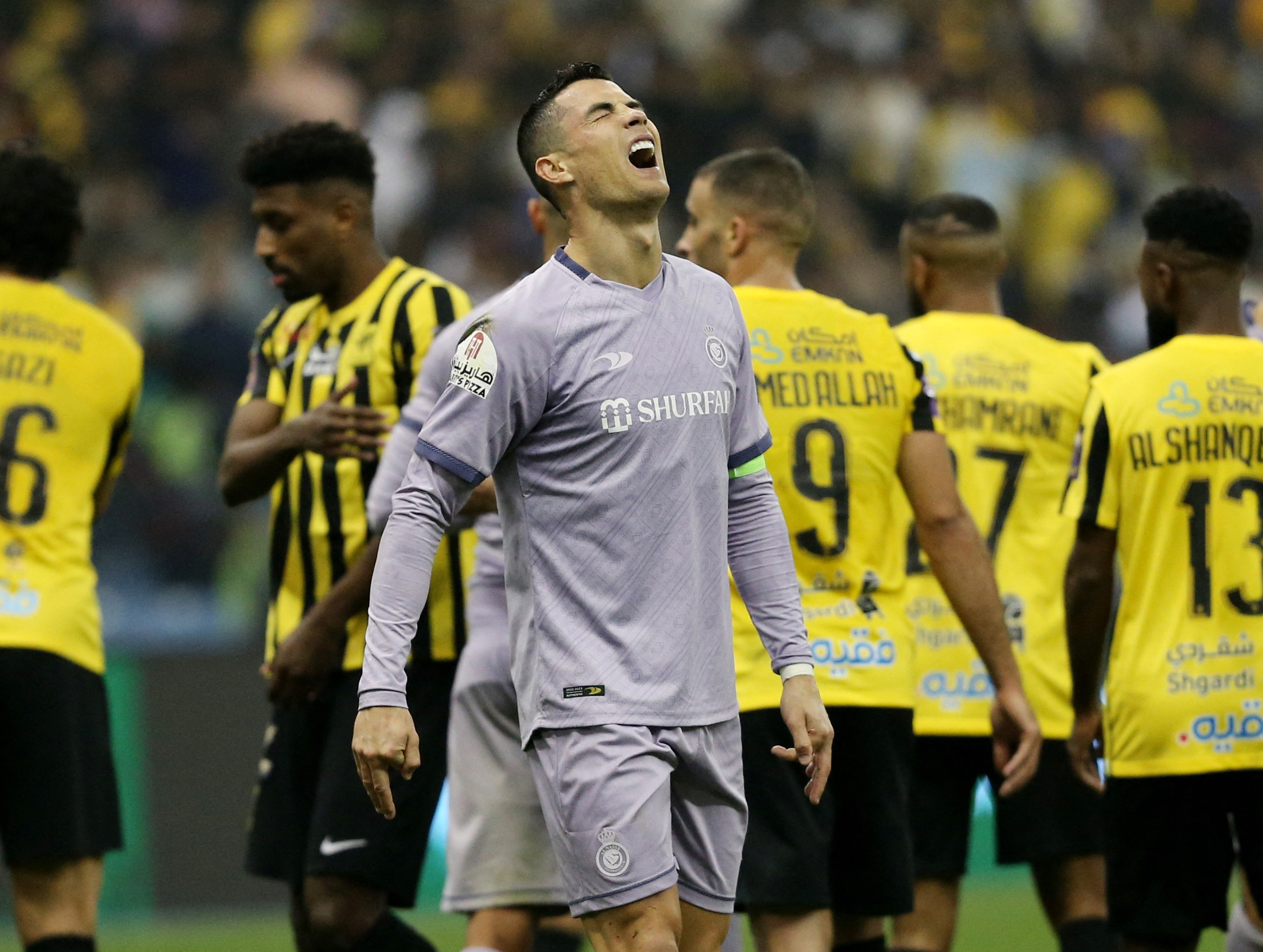 Soccer Football - Saudi Super Cup - Semi Final - Al Ittihad v Al Nassr - King Fahd International Stadium, Riyadh, Saudia Arabia - January 26, 2023 Al Nassr's Cristiano Ronaldo reacts REUTERS