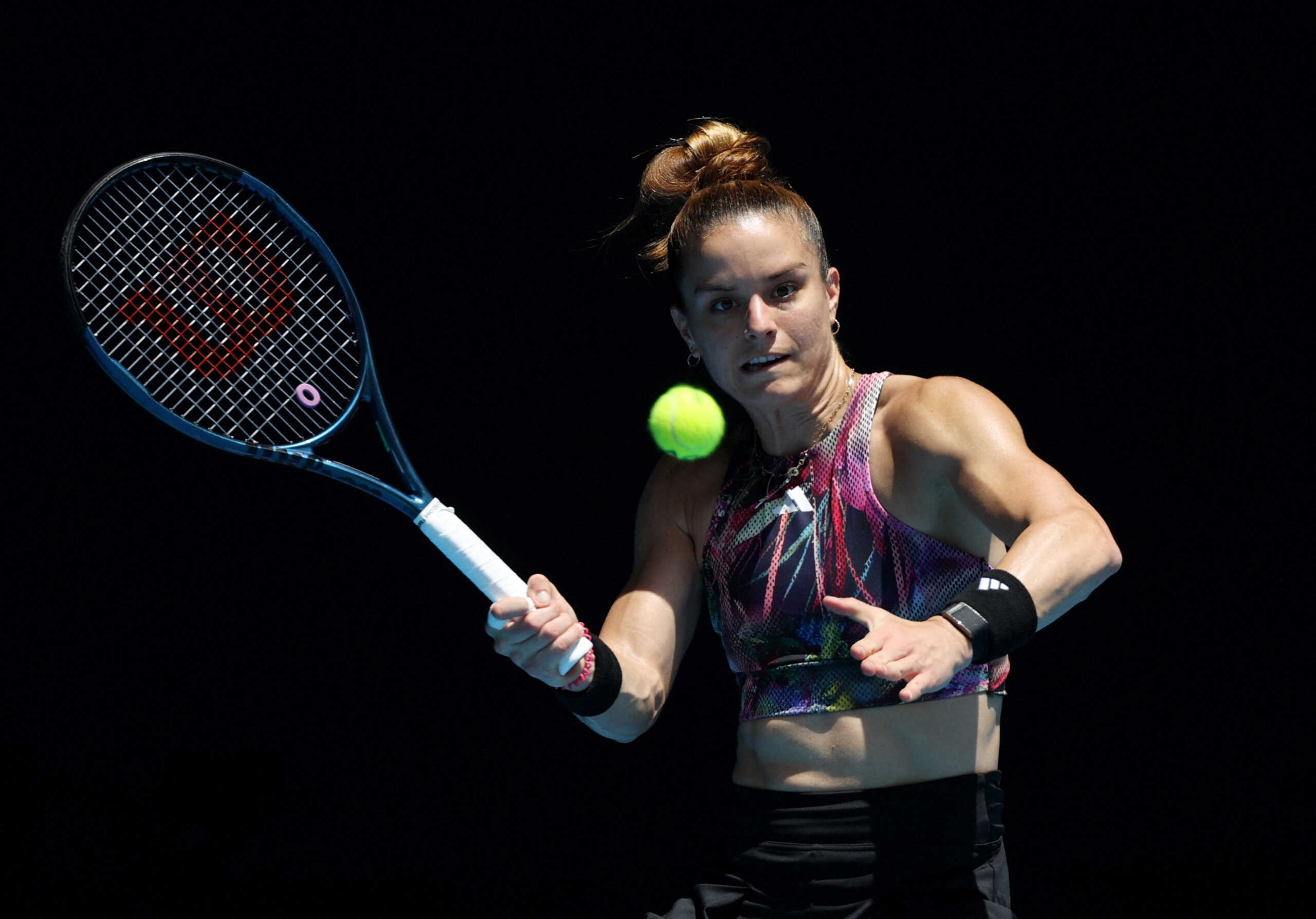 Tennis - Australian Open - Melbourne Park, Melbourne, Australia - January 16, 2023 Greece's Maria Sakkari in action during her first round match against China's Yuan Yue REUTERS