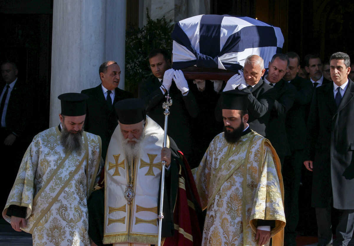 The coffin of former King of Greece Constantine II is carried on the day of his funeral, in Athens, Greece, January 16, 2023. REUTERS