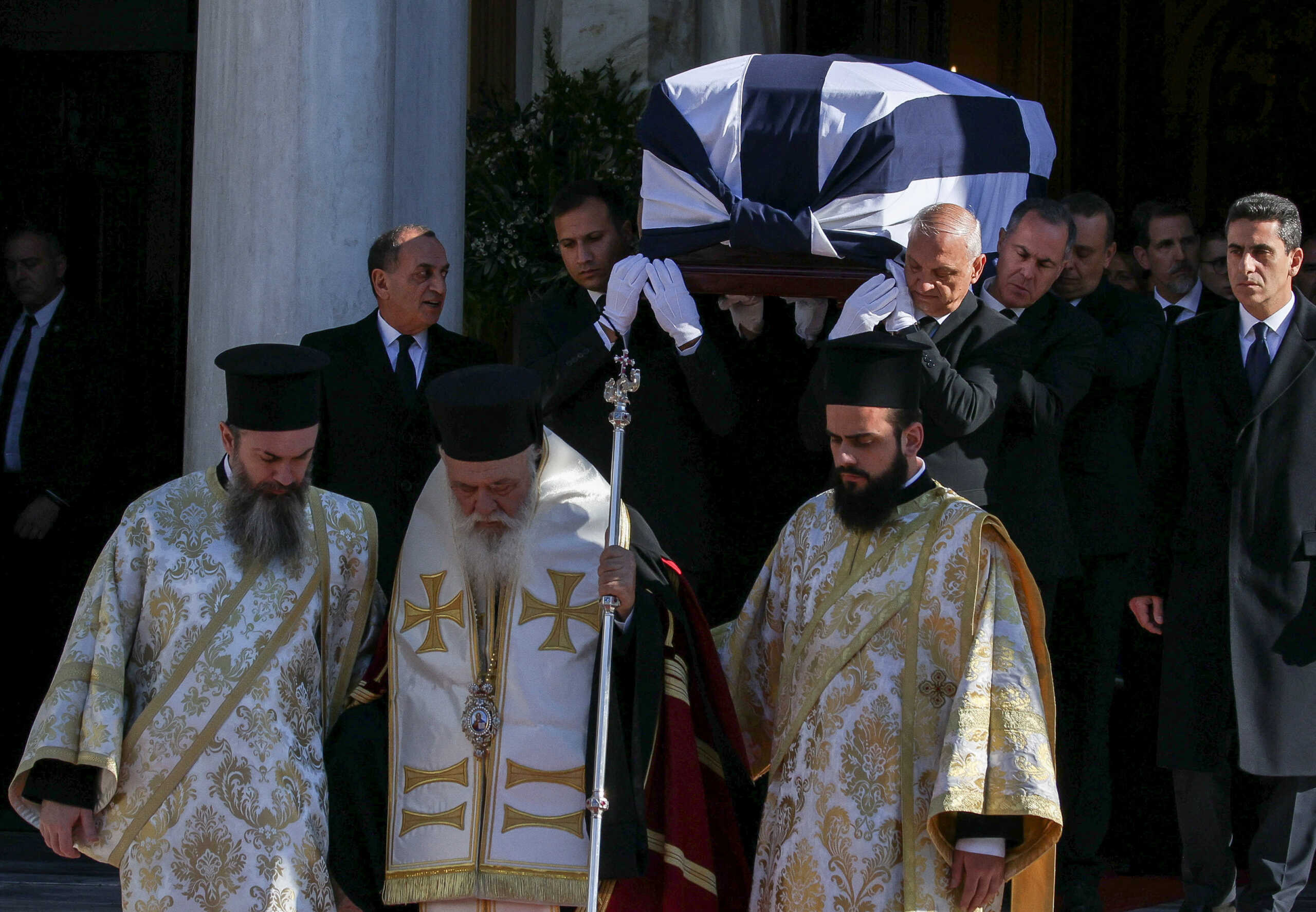 The coffin of former King of Greece Constantine II is carried on the day of his funeral, in Athens, Greece, January 16, 2023. REUTERS