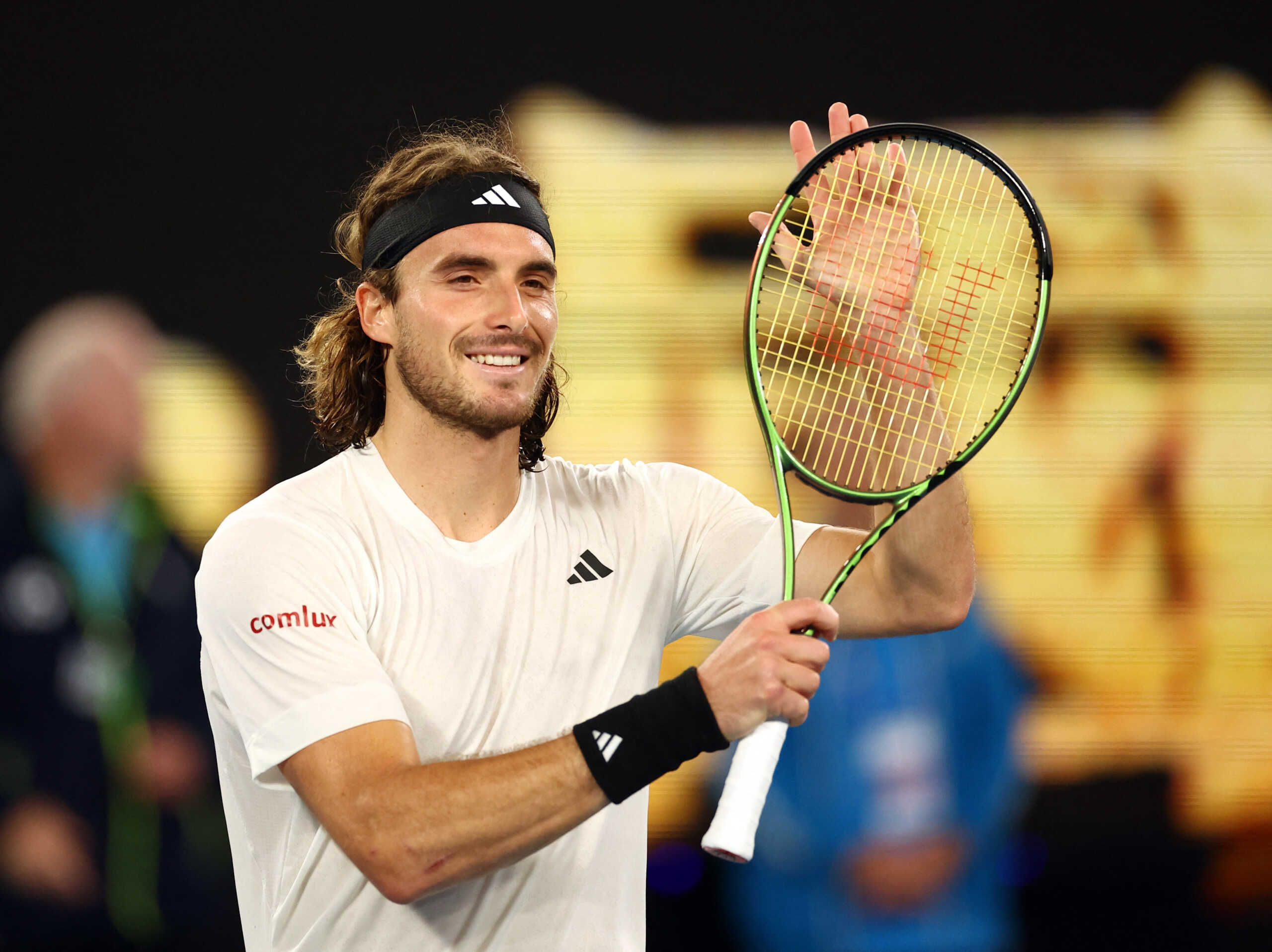 Tennis - Australian Open - Melbourne Park, Melbourne, Australia - January 18, 2023 Greece's Stefanos Tsitsipas celebrates winning his second round match against Australia's Rinky Hijikata REUTERS