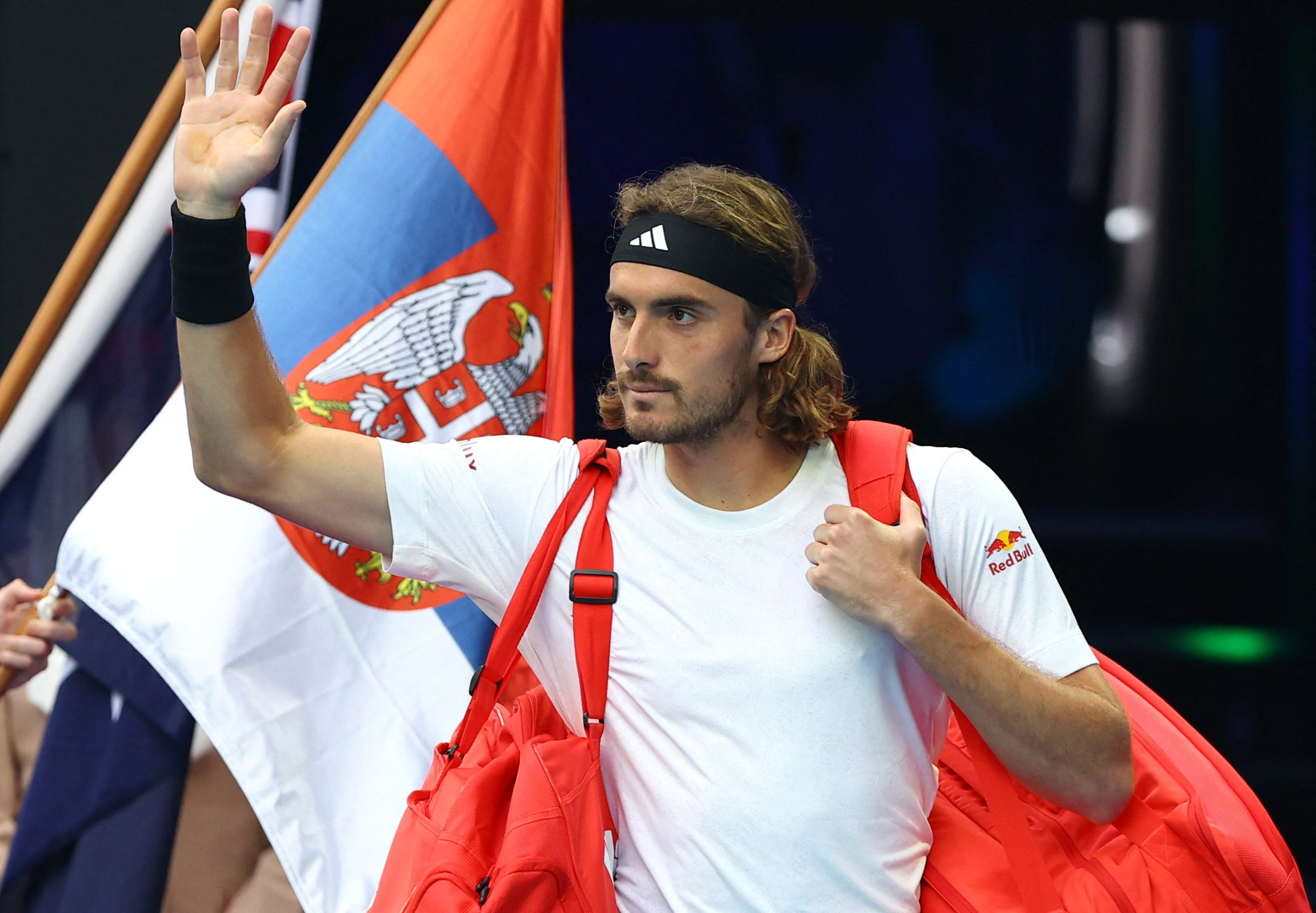 Tennis - Australian Open - Men's Singles Final - Melbourne Park, Melbourne, Australia - January 29, 2023 Greece's Stefanos Tsitsipas enters the court ahead of his final match against Serbia's Novak Djokovic REUTERS