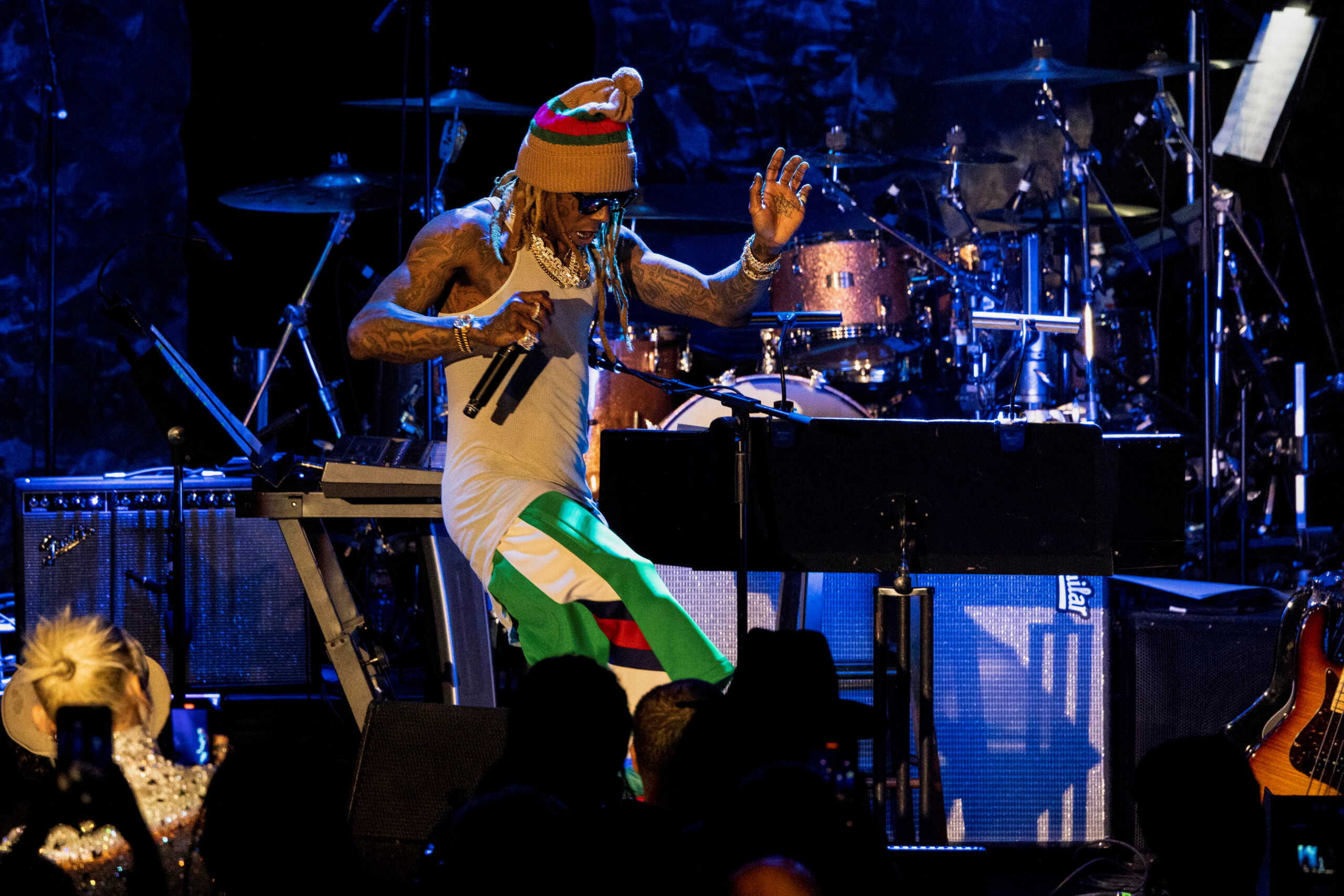 Lil Wayne performs on stage at the Pre-Grammy Gala in Beverly Hills, Los Angeles, California, U.S. February 4, 2023 REUTERS