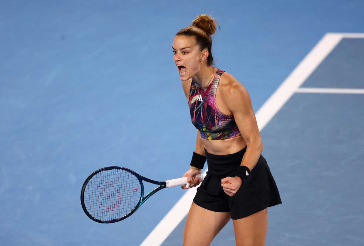 Tennis - Australian Open - Melbourne Park, Melbourne, Australia - January 20, 2023 Greece's Maria Sakkari reacts during her third round match against China's Lin Zhu REUTERS