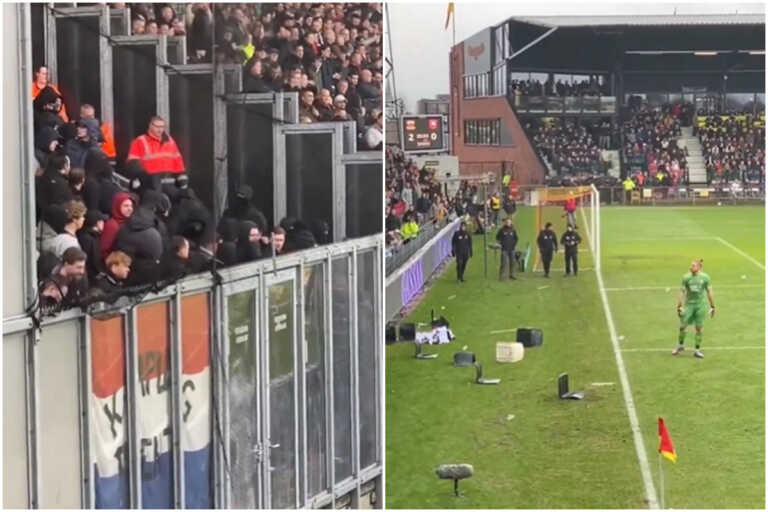 Xαμός στο Γκο Αχέντ Ιγκλς – Τβέντε! Οι οπαδοί πέταξαν καρέκλες και πυροτεχνήματα και διεκόπη ο αγώνας
