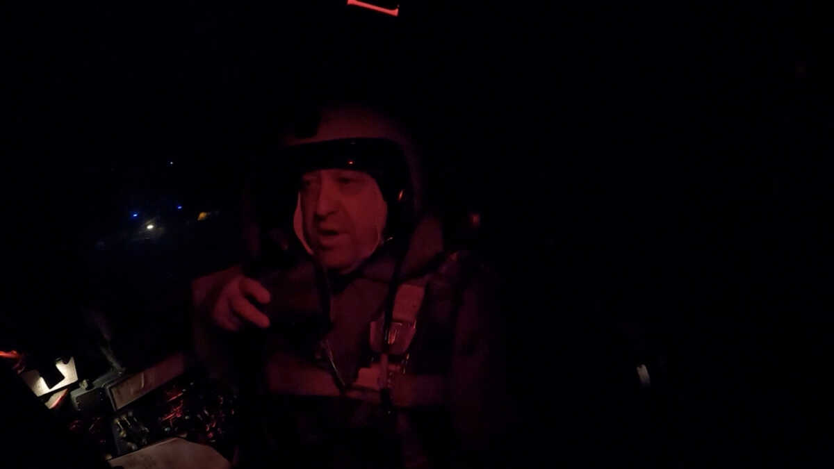 FILE PHOTO: The founder of Russia's Wagner mercenary group Yevgeny Prigozhin is seen inside a cockpit of a military Su-24 bomber plane over an unidentified location, in the course of Russia-Ukraine conflict, in this image taken from handout footage released February 6, 2023. Press service of "Concord"