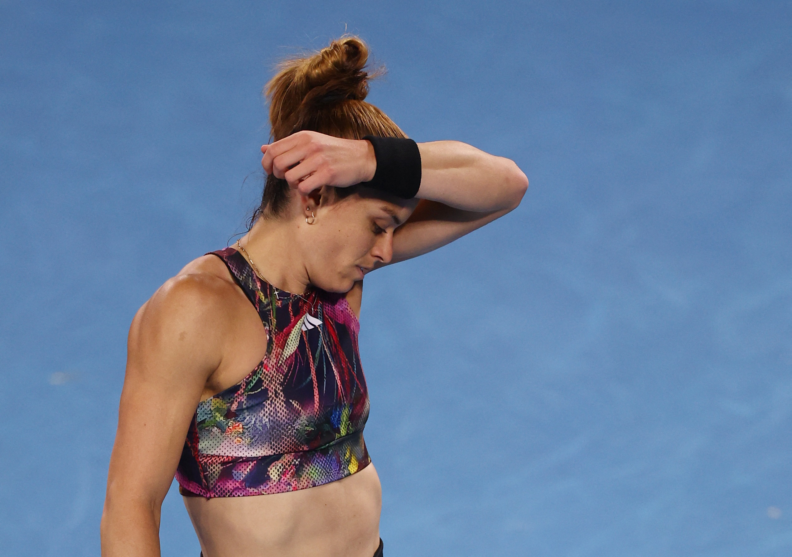 Tennis - Australian Open - Melbourne Park, Melbourne, Australia - January 20, 2023 Greece's Maria Sakkari reacts during her third round match against China's Lin Zhu REUTERS