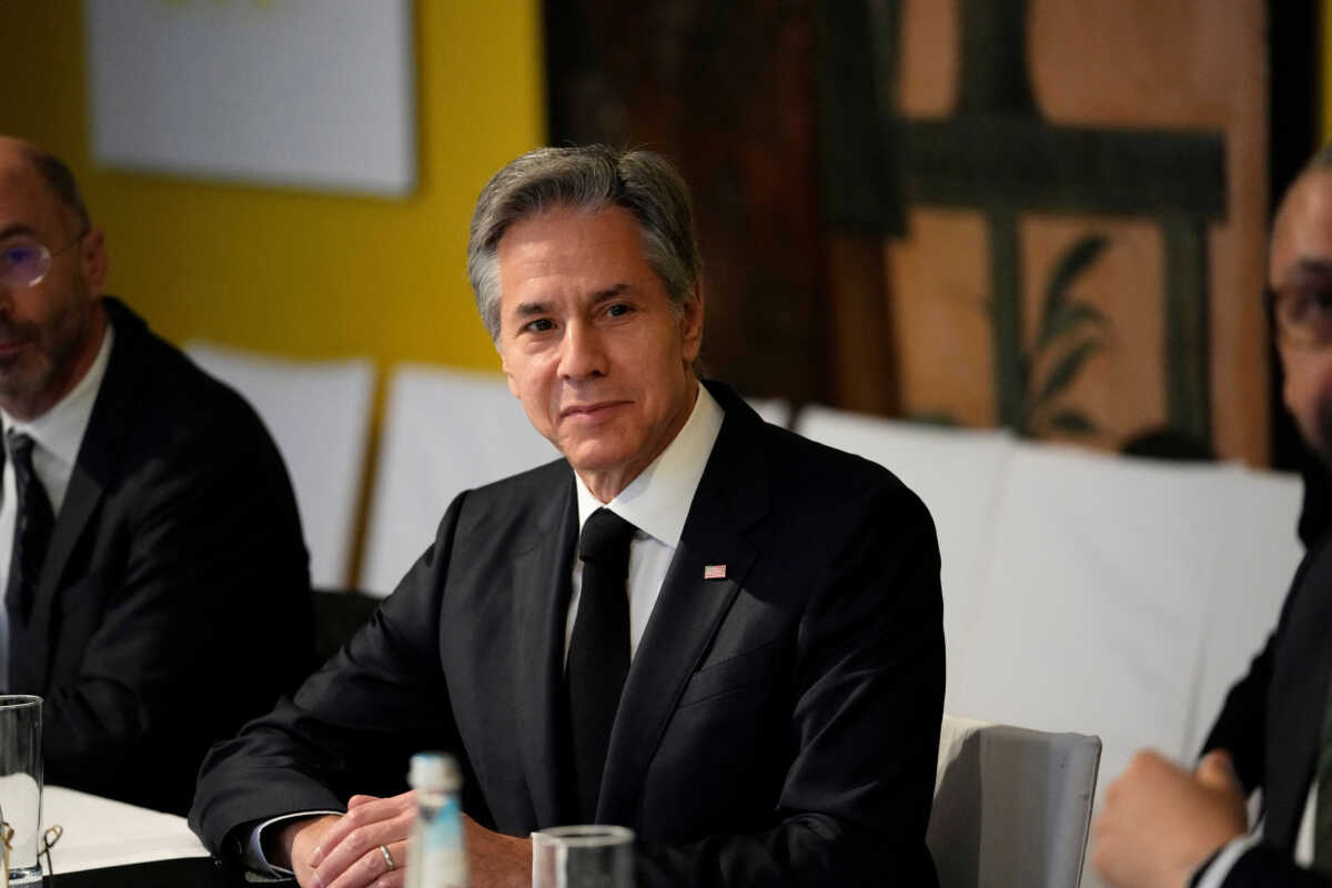 U.S. Secretary of State Antony Blinken sits down for a Meeting of the Transatlantic Quad with the Foreign Ministers of France, Germany and Britain at the Munich Security Conference in Munich, Germany, February 18, 2023. Petr David Josek