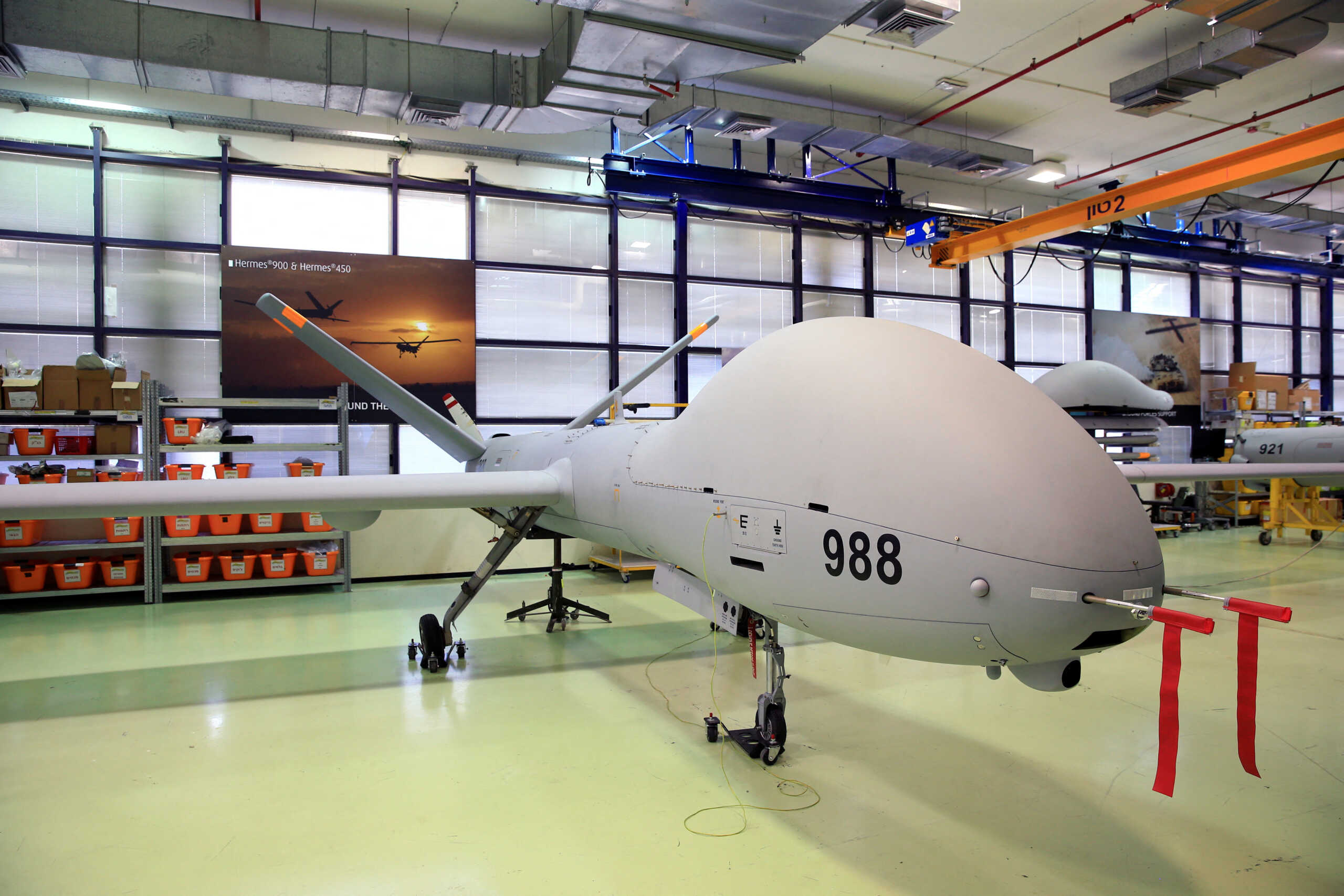 FILE PHOTO: An Elbit Systems Ltd. Hermes 900 unmanned aerial vehicle (UAV) is seen at the company's drone factory in Rehovot, Israel, June 28, 2018. Picture taken June 28, 2018. REUTERS