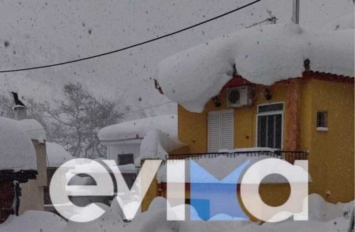 Εύβοια: Ακόμα χιονισμένη η Στενή – Φοβούνται μήπως δεν αντέξουν οι στέγες