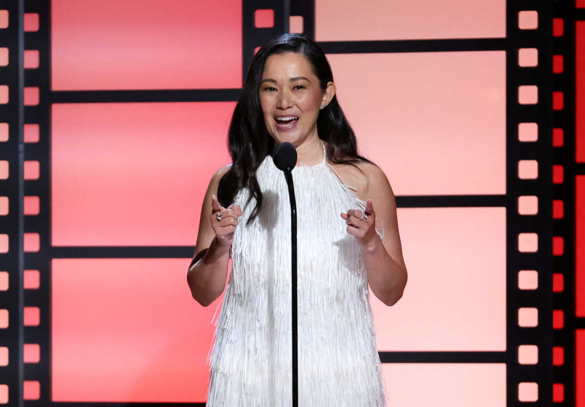 Hong Chau speaks during the AARP 21st Annual Movies for Grownups Awards in Beverly Hills, California, U.S., January 28, 2023. REUTERS