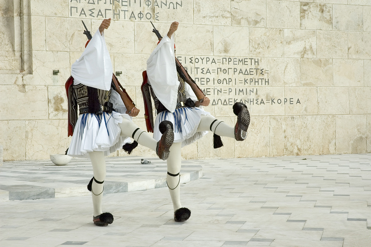 "The guards outside the Parliament building in Athens, Greece are changed."