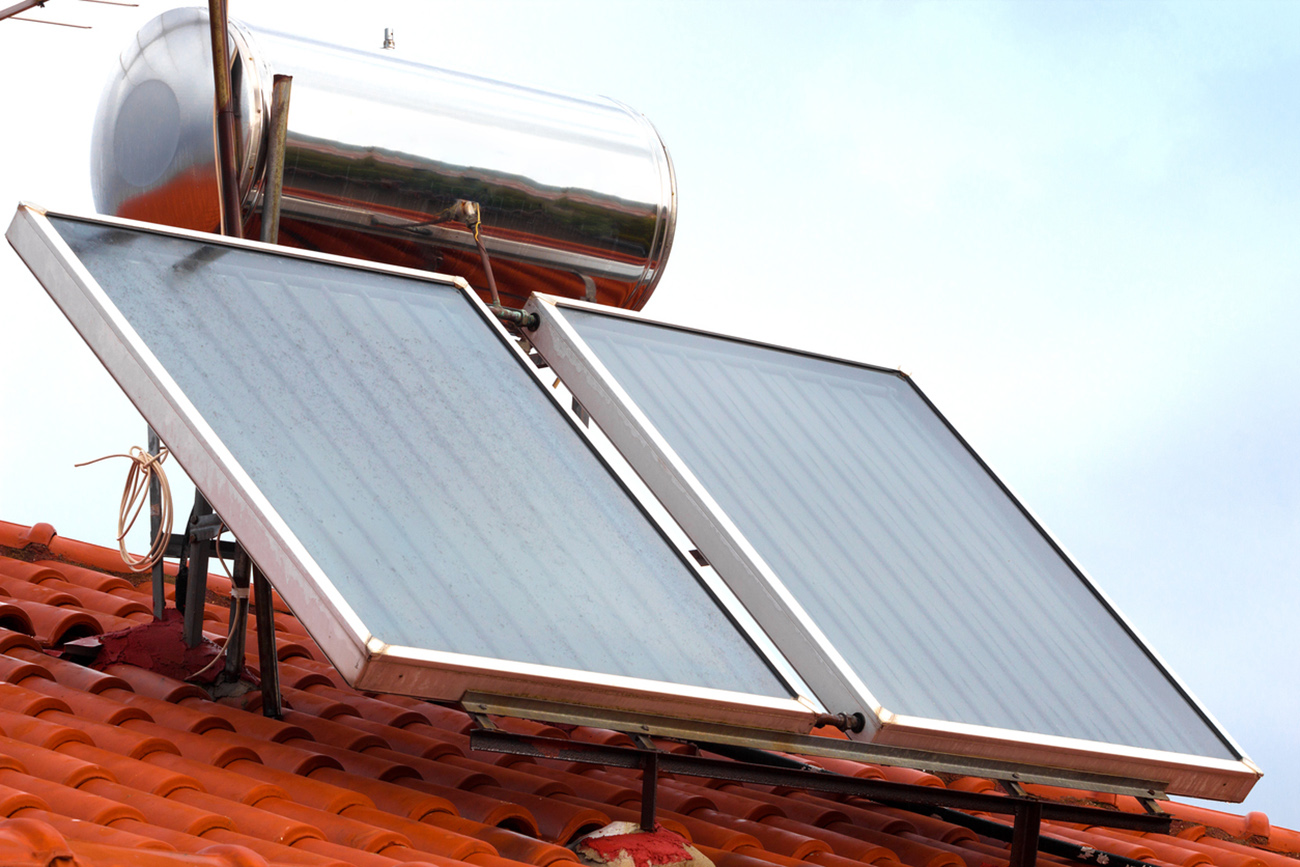 Solar panels used to heat water,photography
