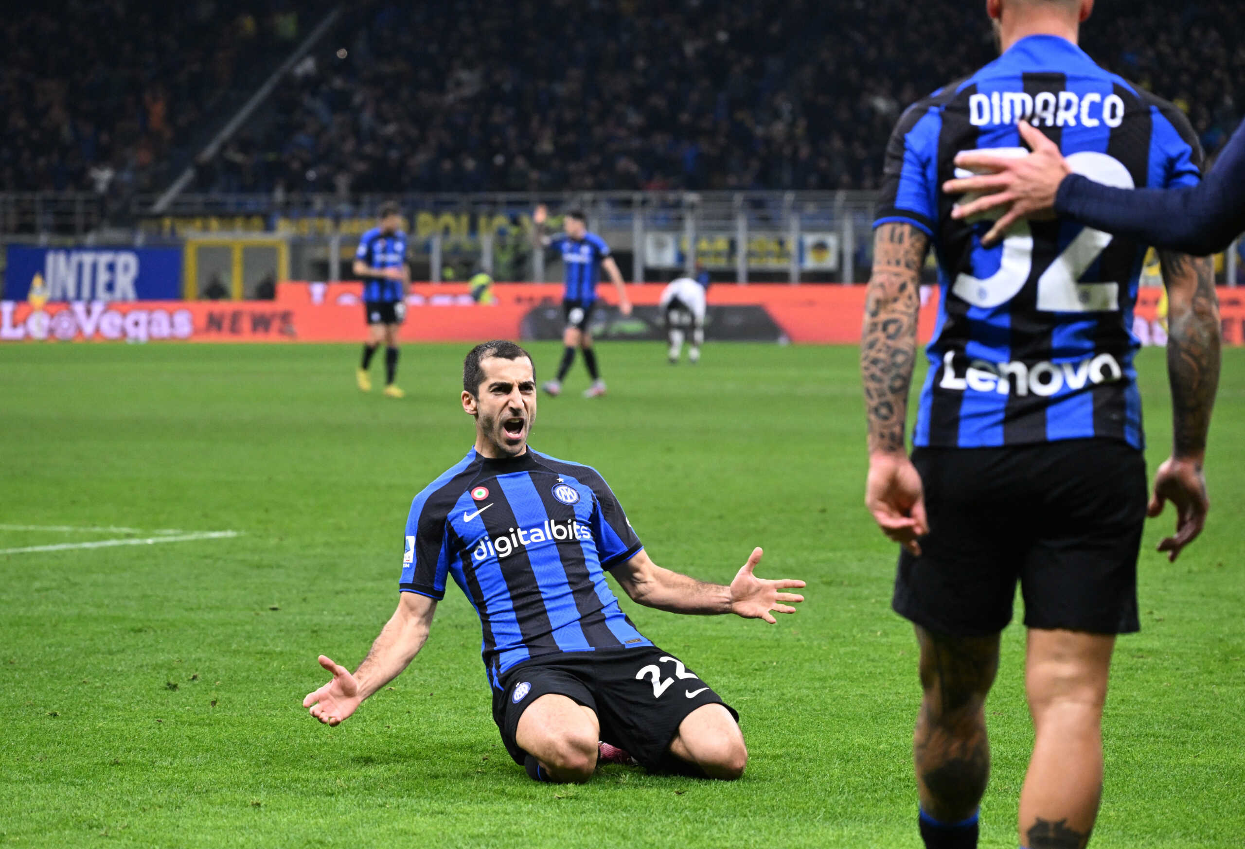 Soccer Football - Serie A - Inter Milan v Udinese - San Siro, Milan, Italy - February 18, 2023 Inter Milan's Henrikh Mkhitaryan celebrates scoring their second goal REUTERS