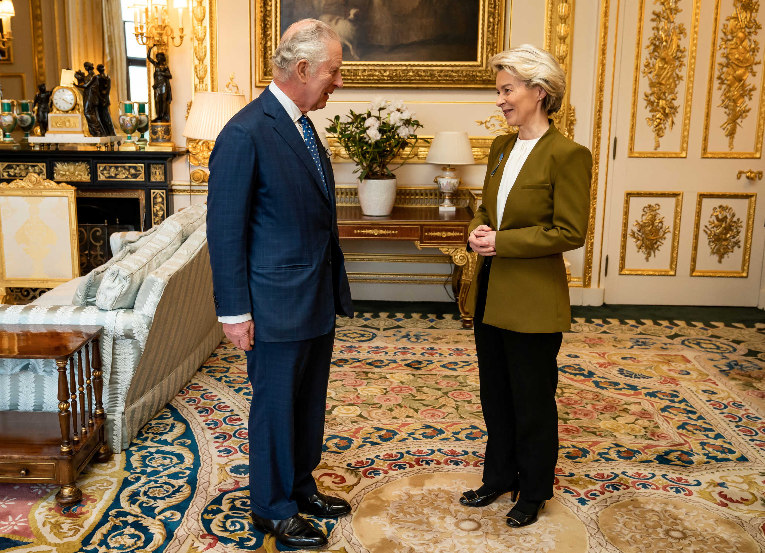 King Charles III receives European Commission President Ursula von der Leyen during an audience at Windsor Castle, Berkshire. Picture date: Monday February 27, 2023. Aaron Chown