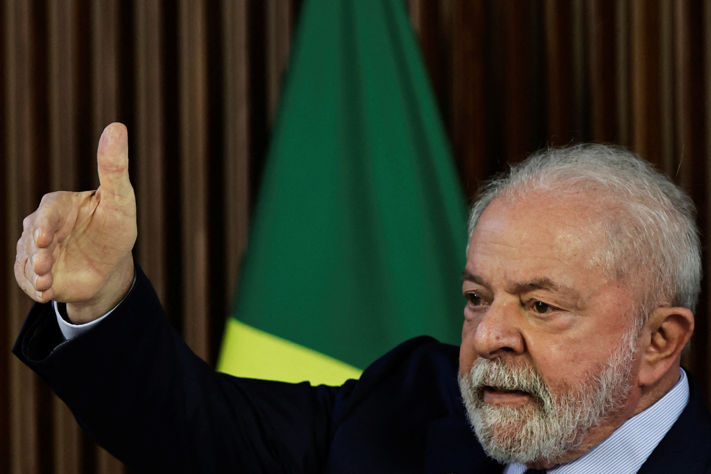 Brazil's President Luiz Inacio Lula da Silva gestures during a meeting with governors, at Planalto Palace in Brasilia, Brazil January 27, 2023. REUTERS