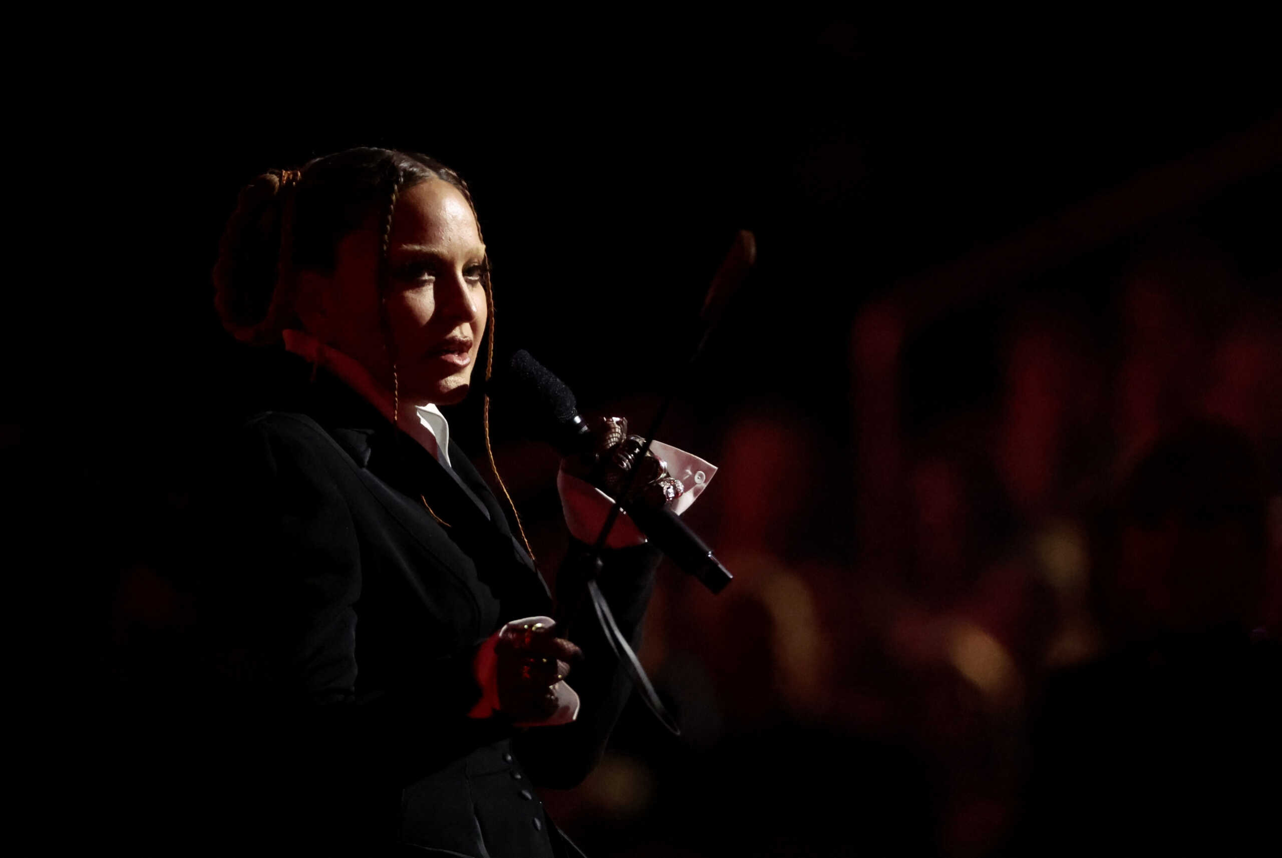Madonna performs during the 65th Annual Grammy Awards in Los Angeles, California, U.S., February 5, 2023. REUTERS