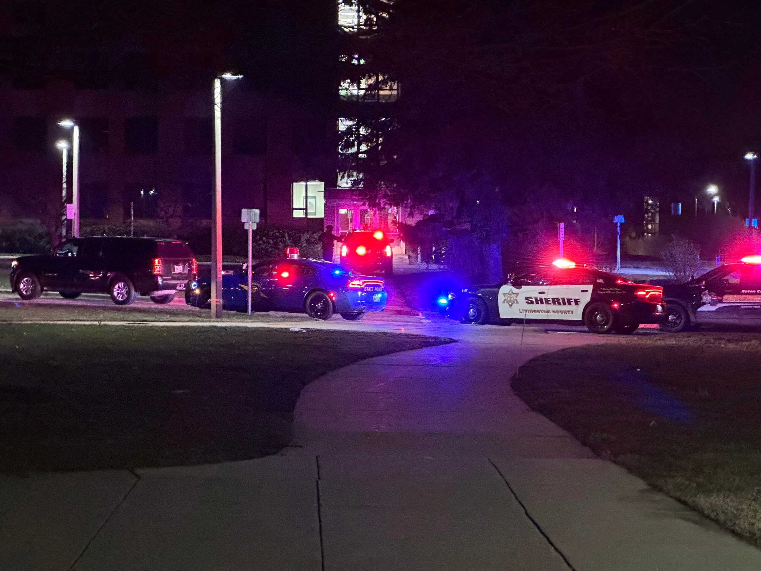 Emergency personnel respond to a shooting at Michigan State University in East Lansing, Michigan, U.S., February 13, 2023.  Matthew Dae Smith