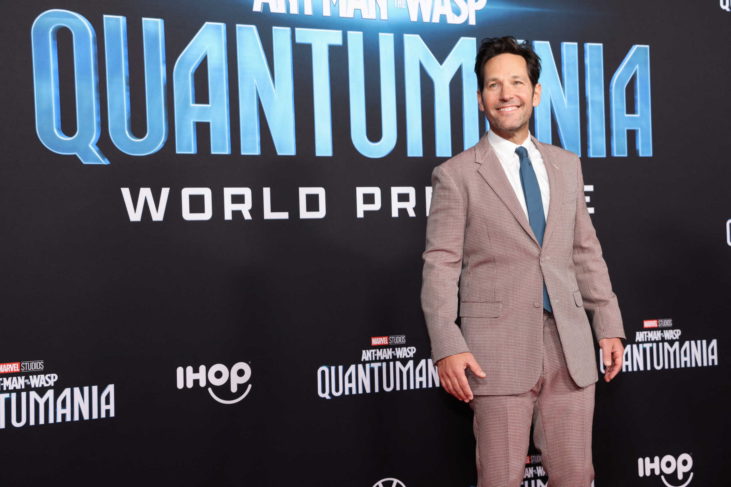 Cast member Paul Rudd poses at a premiere for the film "Ant-Man and the Wasp: Quantumania" in Los Angeles, California, U.S., February 6, 2023. REUTERS
