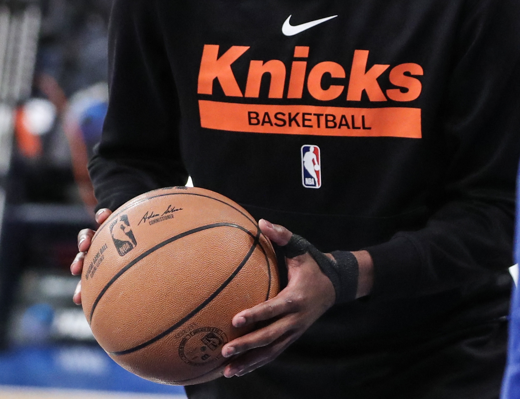 Feb 25, 2023; New York, New York, USA; New York Knicks guard Immanuel Quickley (5) warms up prior to the game against the New Orleans Pelicans at Madison Square Garden. Mandatory Credit: Wendell Cruz-USA TODAY Sports