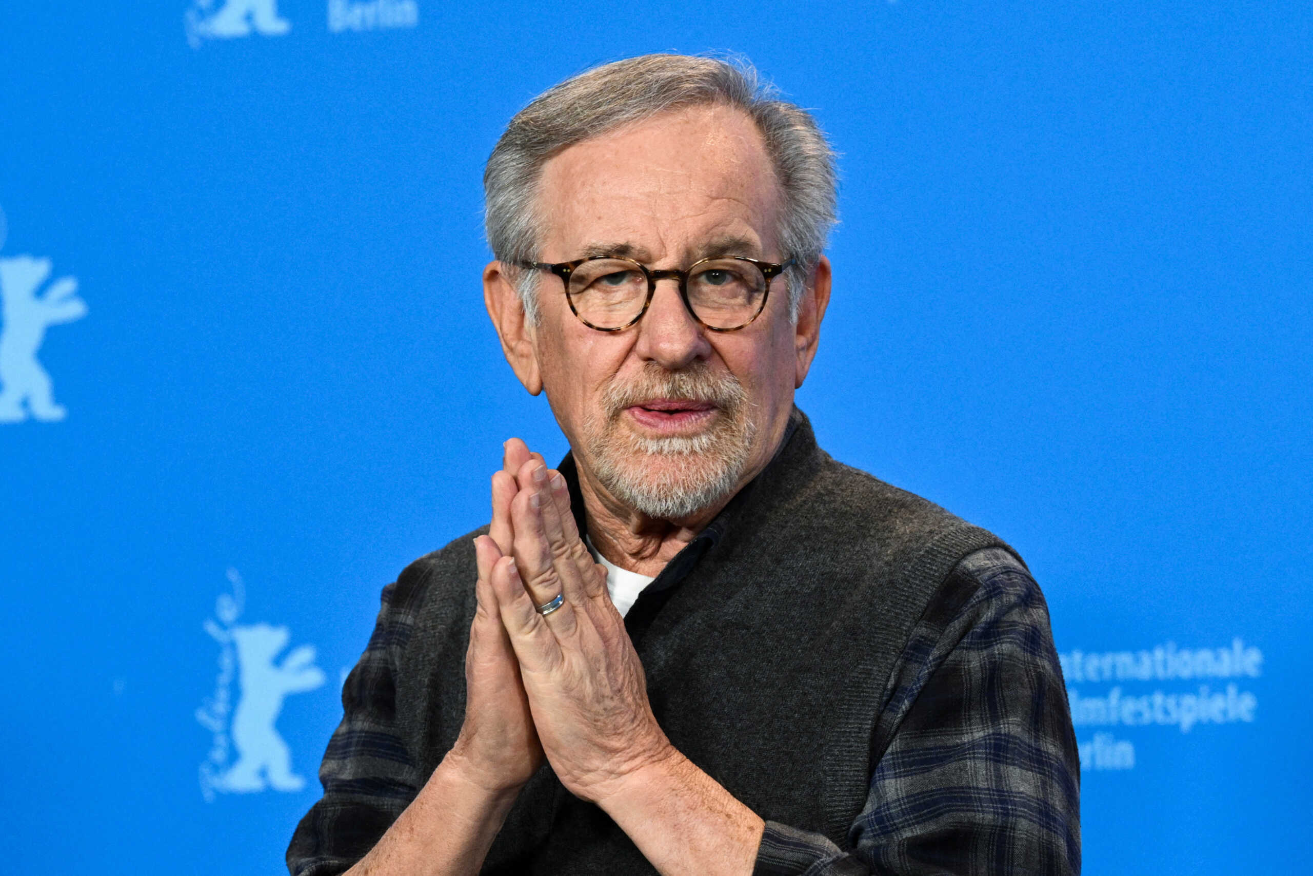 Director Steven Spielberg poses during a photocall ahead of receiving the Honorary Golden Bear Award for Lifetime Achievement, at the 73rd Berlinale International Film Festival in Berlin, Germany, February 21, 2023. REUTERS