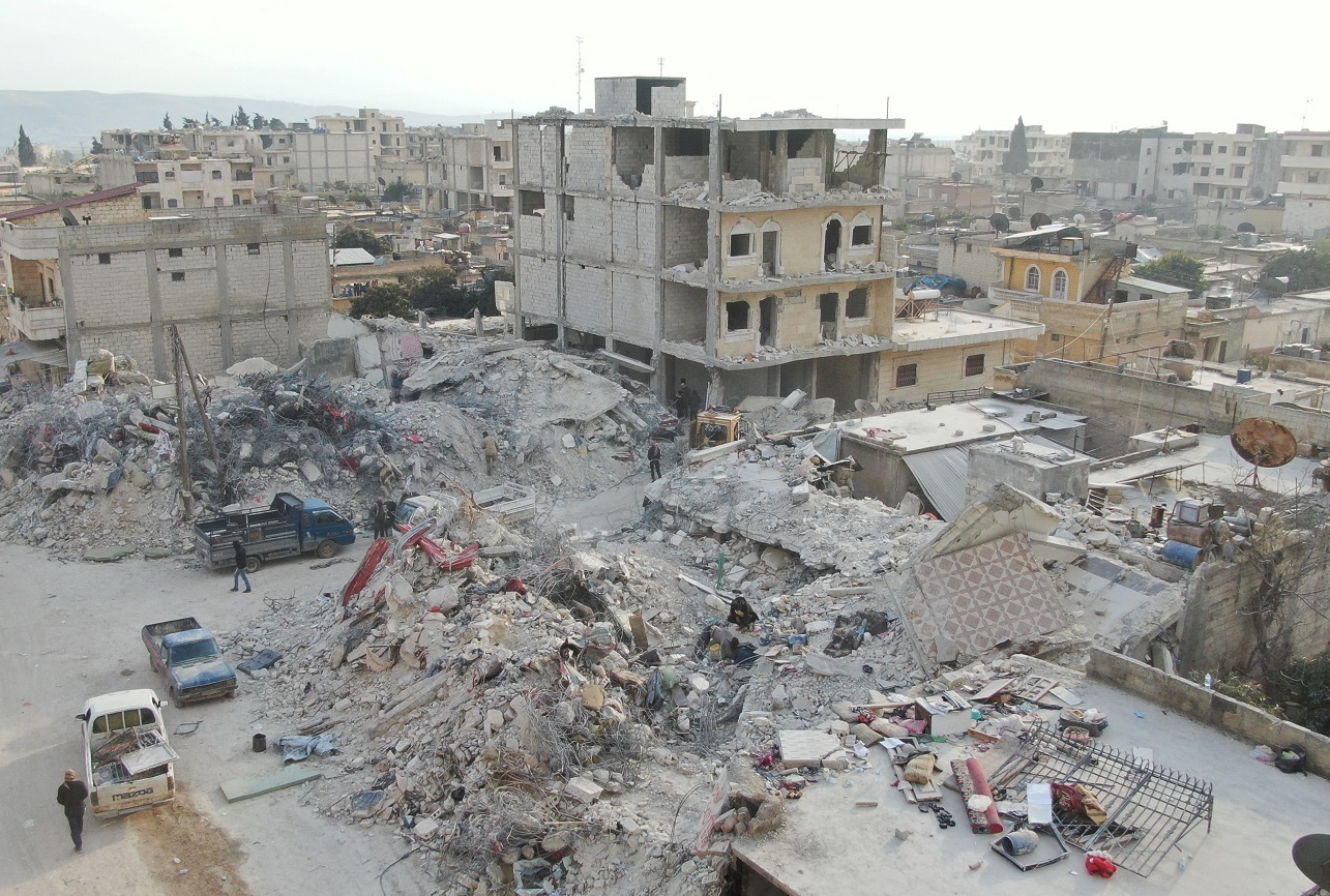 View shows damaged and collapsed buildings in the aftermath of an earthquake, in rebel-held town of Jandaris, Syria February 11, 2023. REUTERS