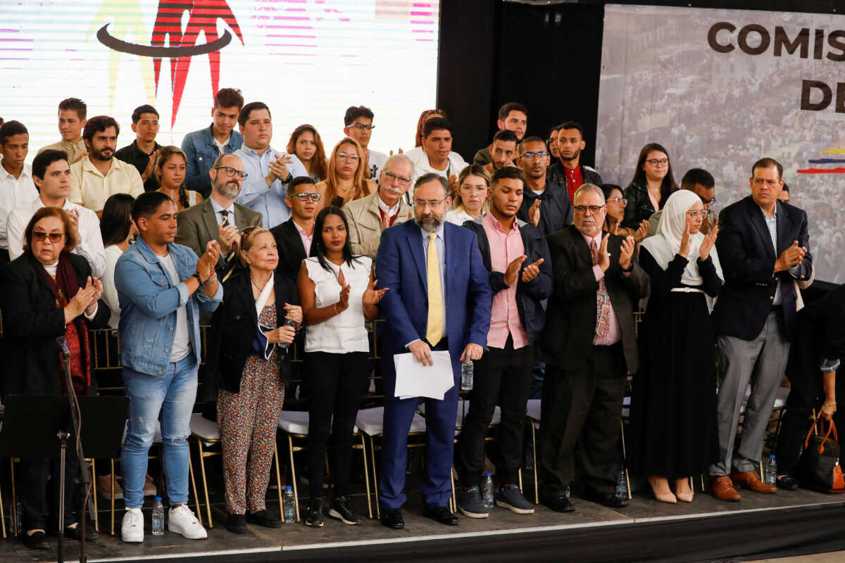 Jesus Maria Casal, President the National Primaries Commission, a member of Venezuela's opposition, attends a news conference in Caracas, Venezuela February 15, 2023. REUTERS