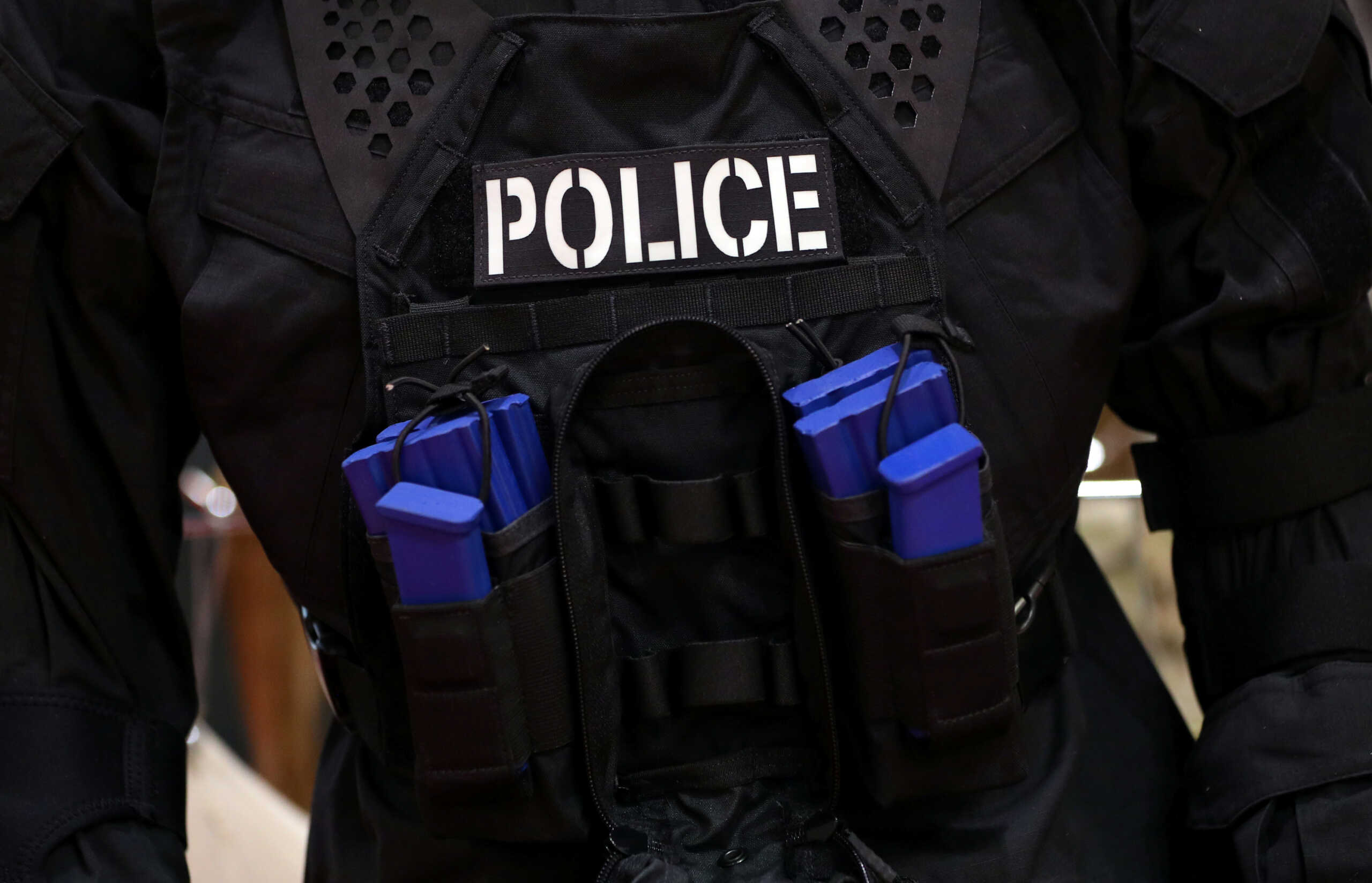 Police uniform is displayed at the Defence and Security Equipment International trade show in London, Britain, September 12, 2017. REUTERS