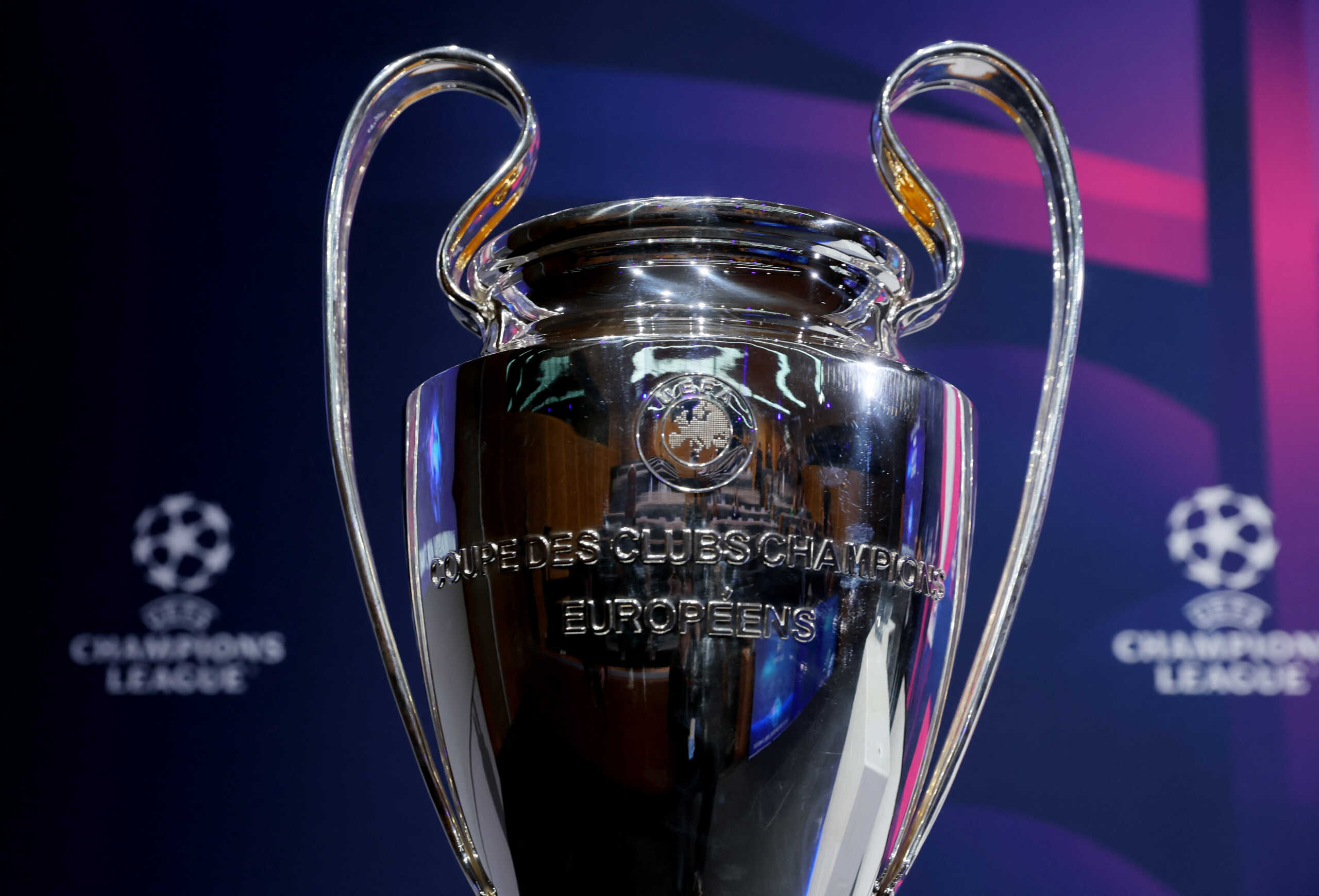 Soccer Football - Champions League - Quarter-Final and Semi-Final draw - Nyon, Switzerland - March 17, 2023 General view of the Champions League trophy before the draw REUTERS