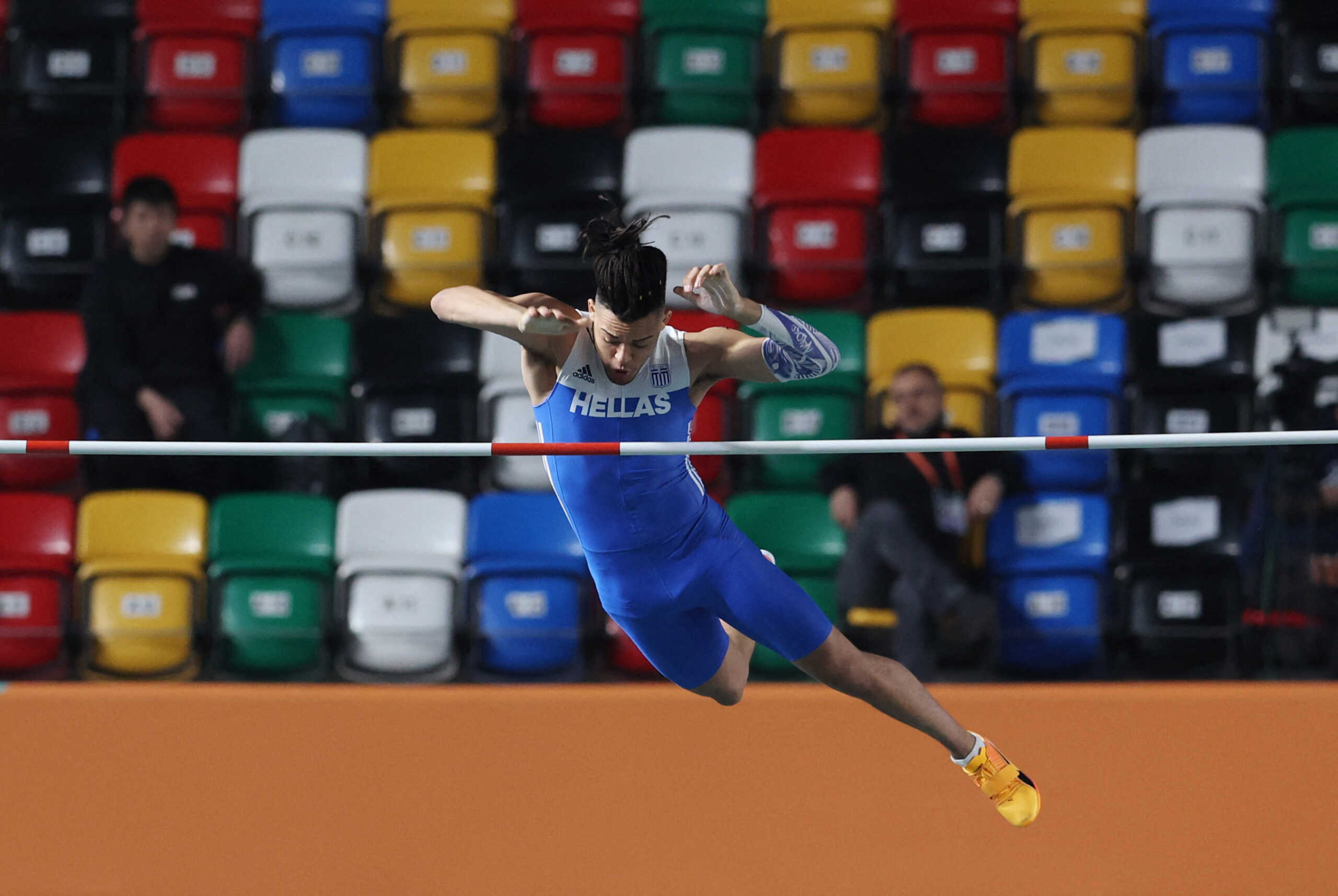 Athletics - European Athletics Indoor Championships - Atakoy Arena, Istanbul, Turkey - March 4, 2023 Greece's Emmanouil Karalis in action during the men's pole vault qualification REUTERS