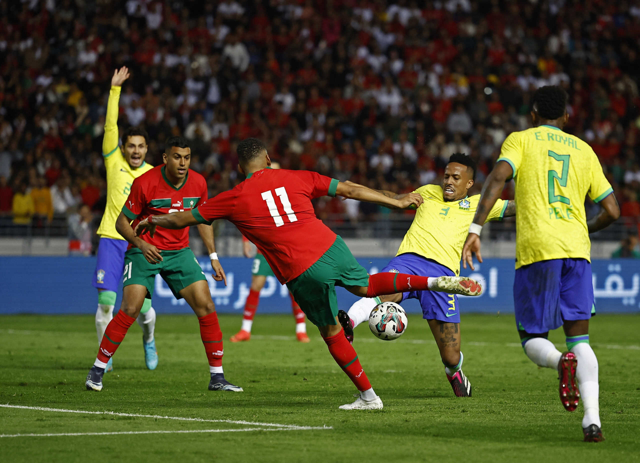Soccer Football - International Friendly - Morocco v Brazil - Grand Stade de Tanger, Tangier, Morocco - March 25, 2023 Morocco's Abdelhamid Sabiri scores their second goal REUTERS