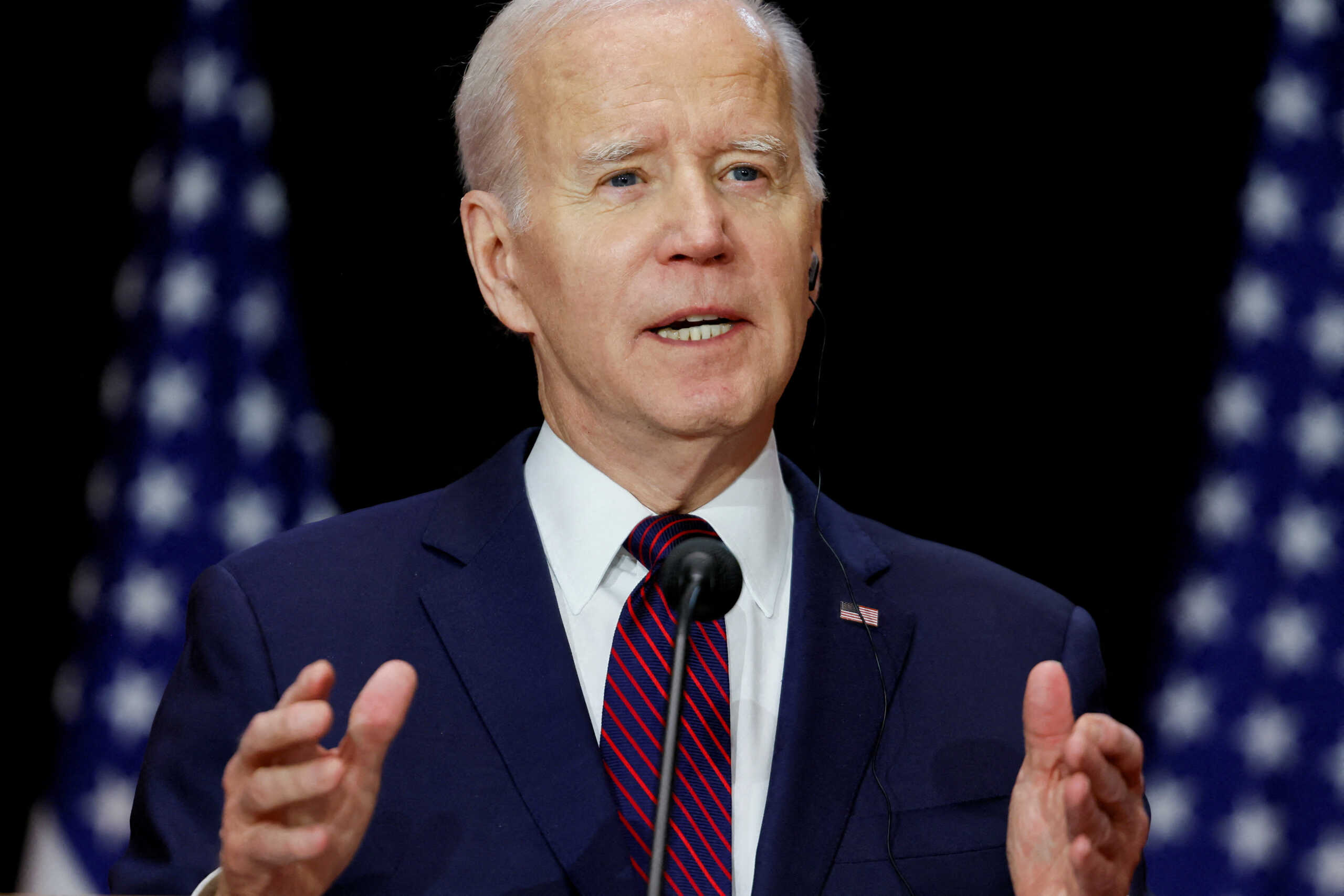 FILE PHOTO: U.S. President Joe Biden speaks during a joint news conference with Canadian Prime Minister Justin Trudeau, in Ottawa, Ontario, Canada, March 24, 2023. REUTERS