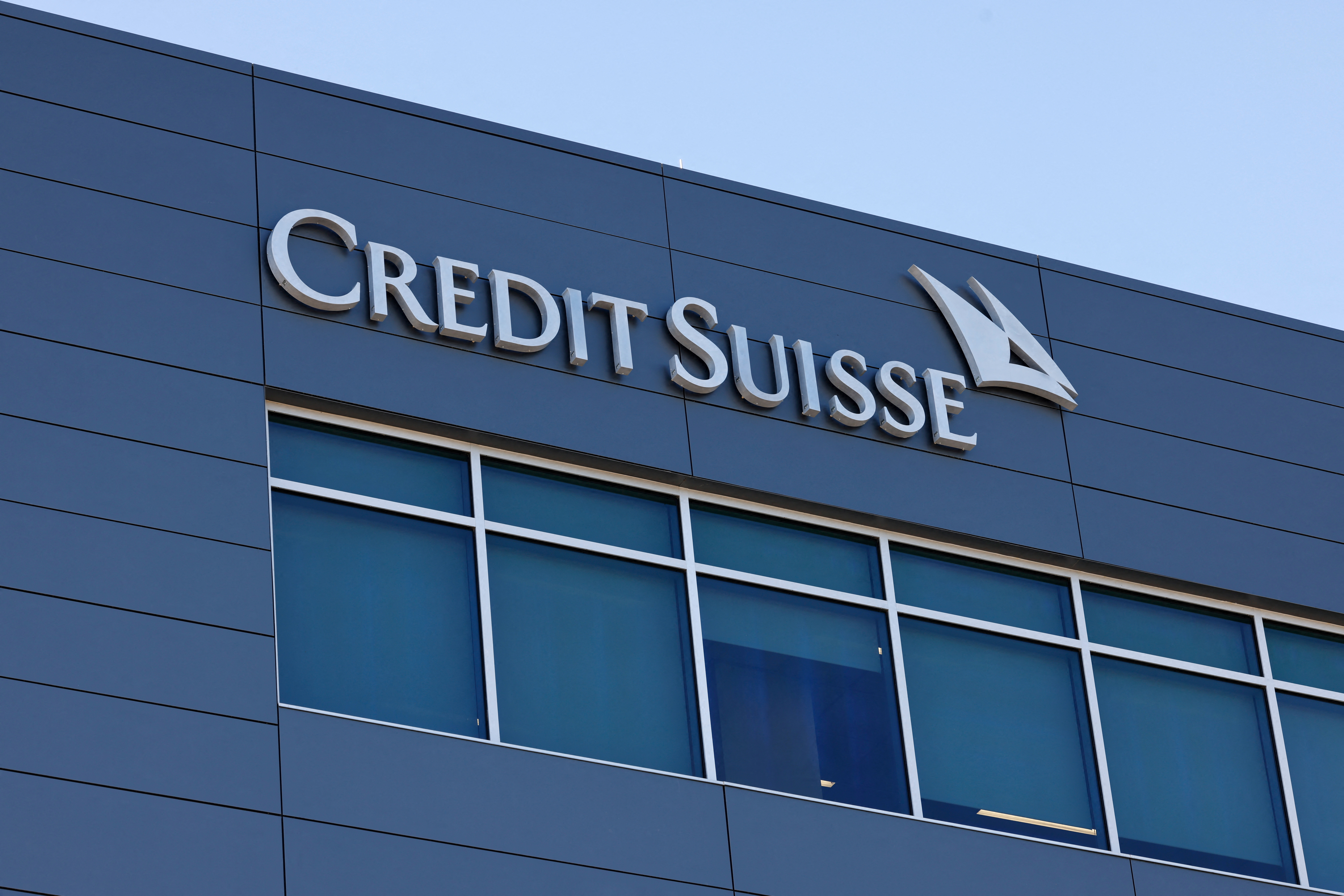 The Credit Suisse logo adorns one of their buildings at their campus in Research Triangle Park in Morrisville, North Carolina, U.S., March 15, 2023.  REUTERS