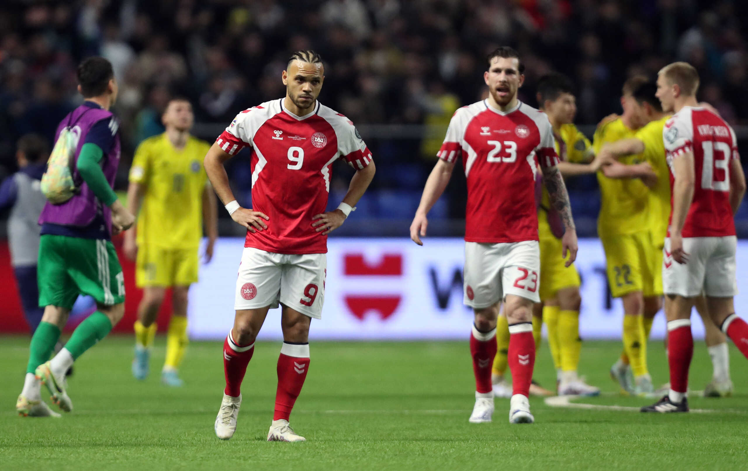 Soccer Football - UEFA Euro 2024 Qualifiers - Group H - Kazakhstan v Denmark - Astana Arena, Astana, Kazakhstan - March 26, 2023  Denmark's Martin Braithwaite looks dejected after the match REUTERS