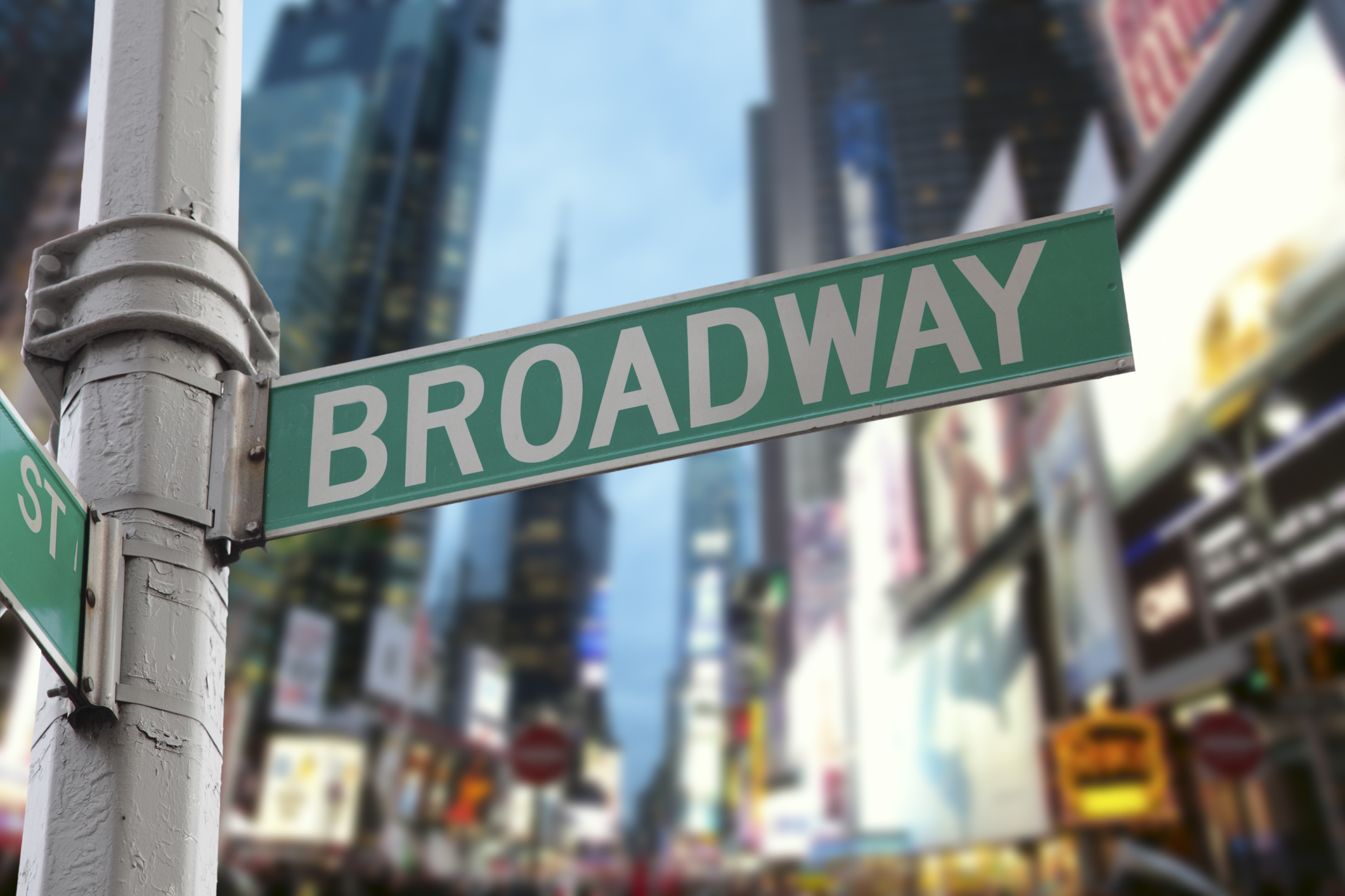 Broadway sign against a city scene with lights and blurred. Canon 5DMkIIhttp: