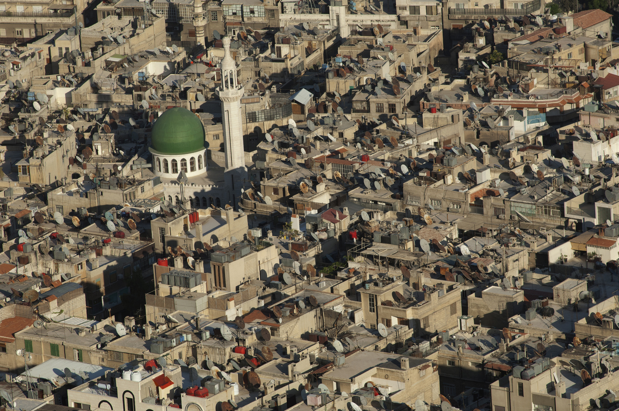 Damascus, Syria – May 25, 2008: Damascus, Syria. May 25th 2008 
Aerial view of the Syrian capital, Damascus, from mount Qasyun, Syria.