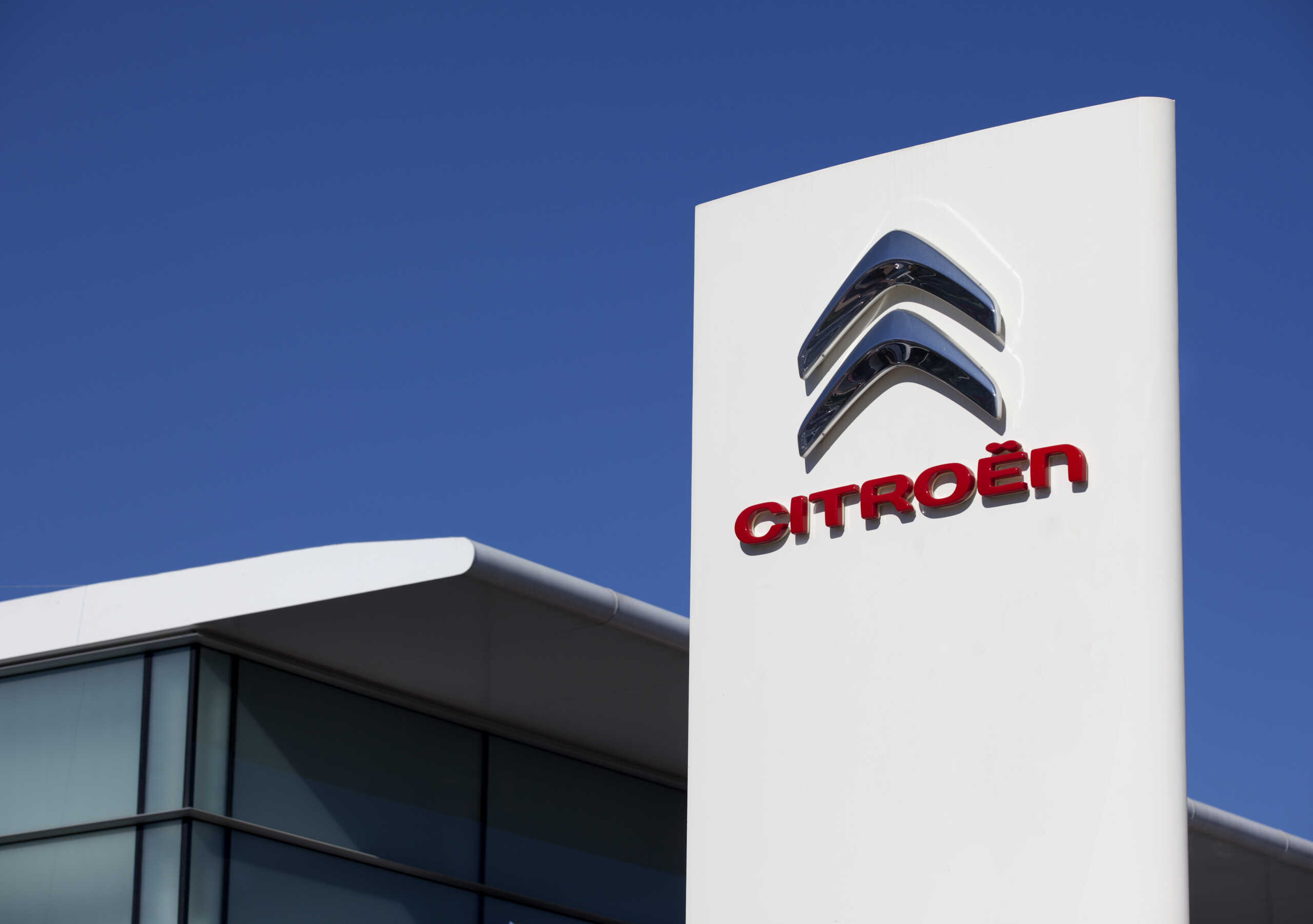 Antalya, Turkey. October 28th 2011. The roadside sign of Citroen Motors. Citroen founded on 1919 in France. The company is part of Peugeot Citroen group. ıts the view of Citroen dealership.