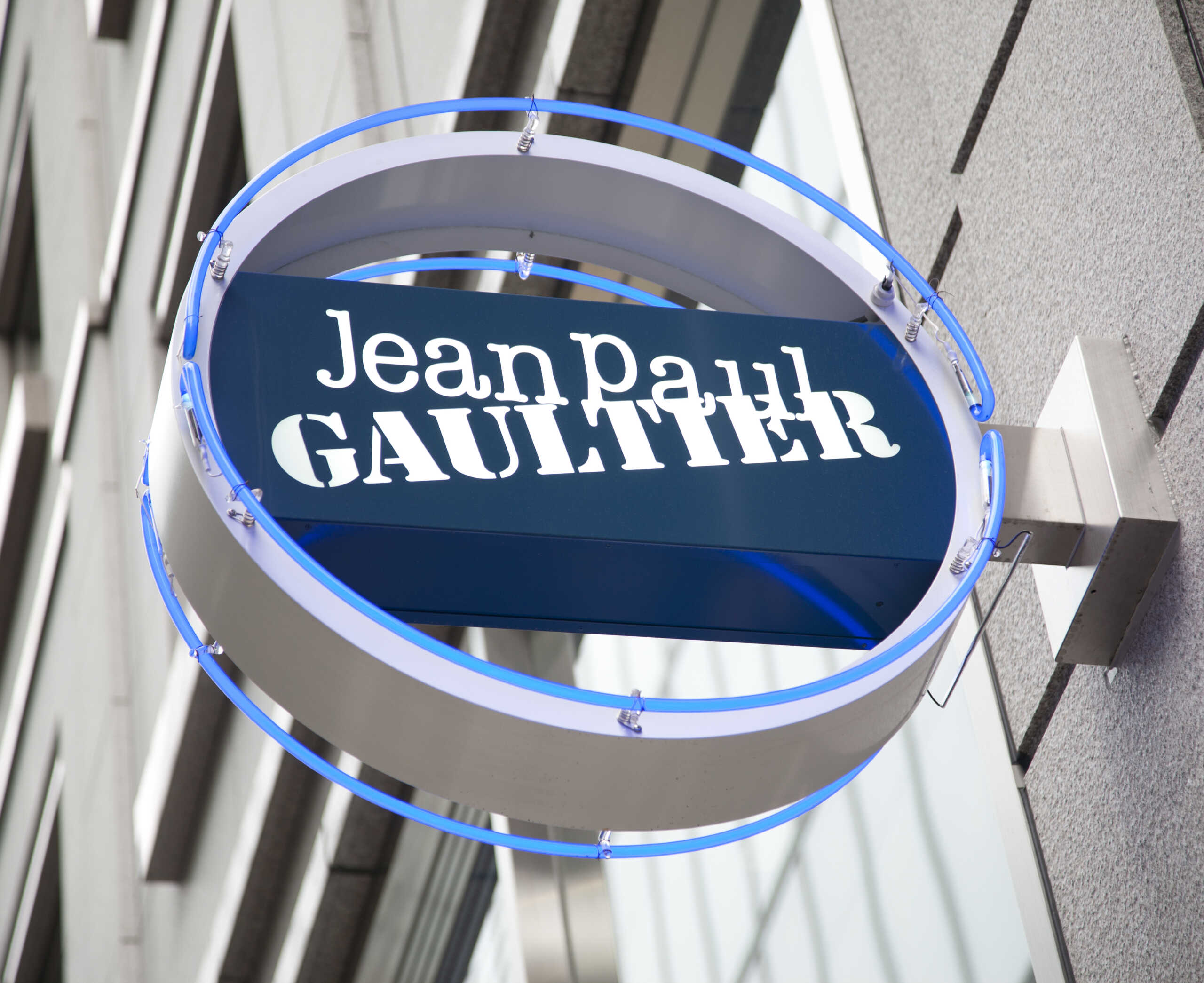 Ginza Tokyo Japan - February 2011:Jean Paul Gaultier wall sign outside Jean Paul Gaultier store in Tokyo's fashionable Ginza shopping district.