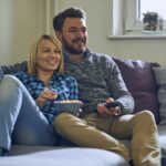 Watching TV, Watching, Living Room, Domestic Life, Smiling