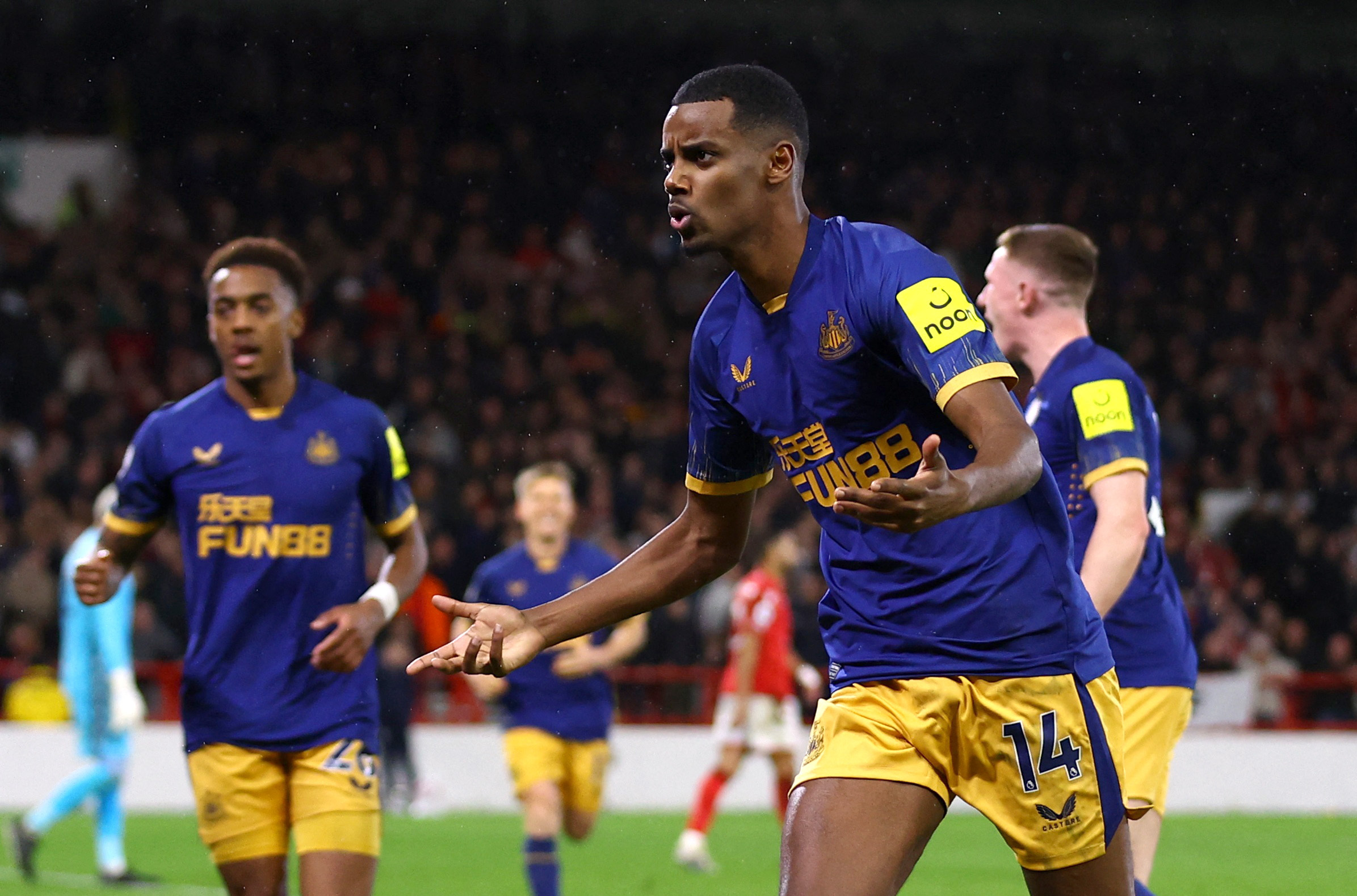 Soccer Football - Premier League - Nottingham Forest v Newcastle United - The City Ground, Nottingham, Britain - March 17, 2023 Newcastle United's Alexander Isak celebrates scoring their second goal Action Images via Reuters