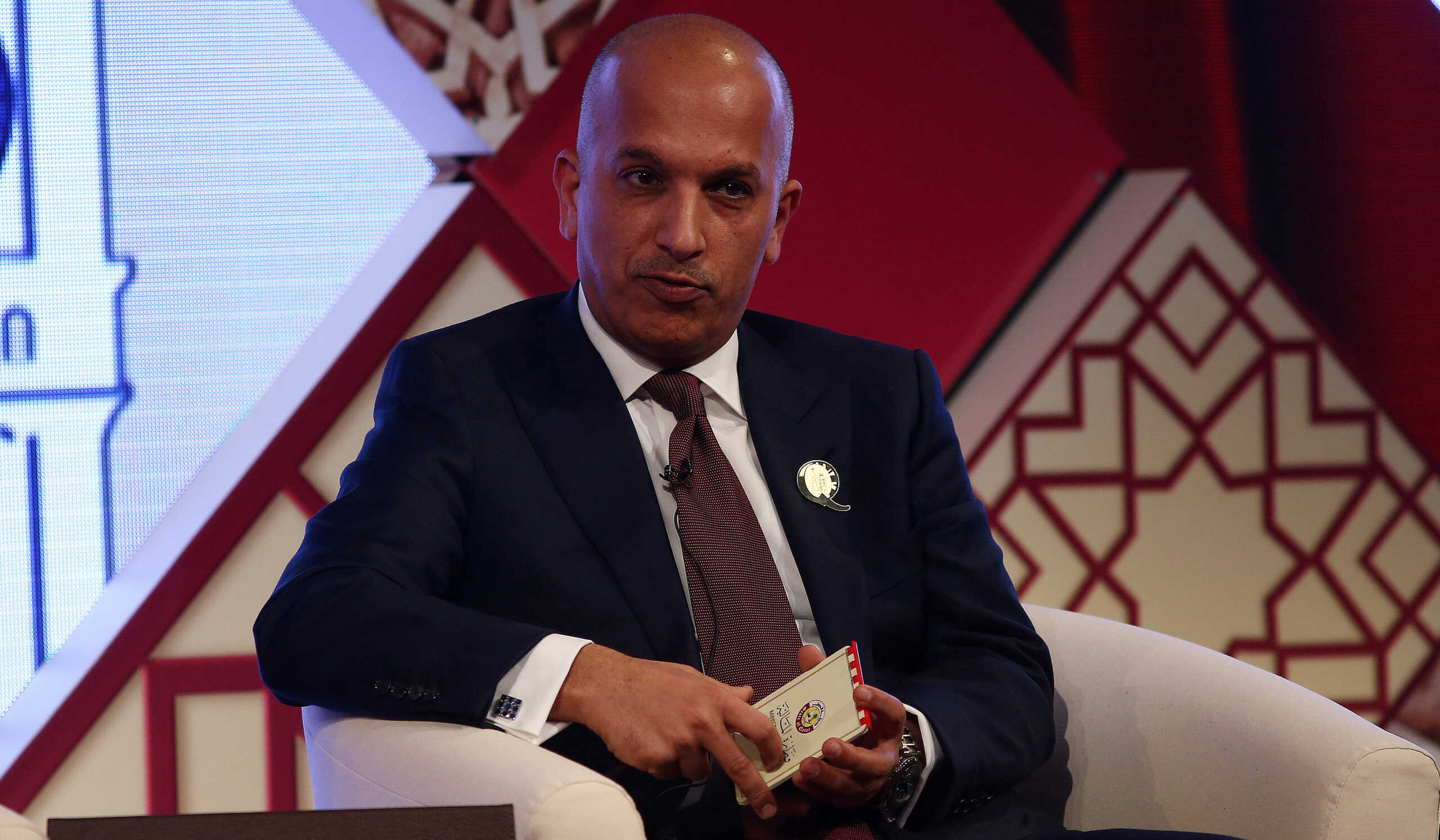FILE PHOTO: Qatar's Minister of Finance Ali Sherif Al Emadi speaks at the Qatar UK Business and Investment Forum in London, Britain March 27, 2017 REUTERS
