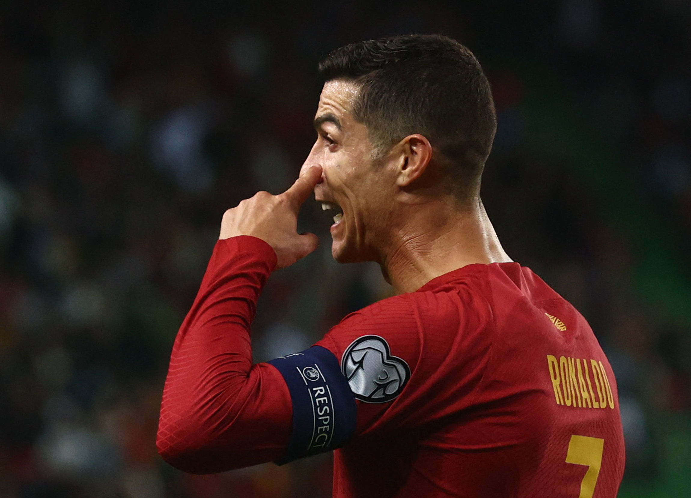 Soccer Football - UEFA Euro 2024 Qualifiers - Group J - Portugal v Liechtenstein - Estadio Jose Alvalade, Lisbon, Portugal - March 23, 2023 Portugal's Cristiano Ronaldo reacts REUTERS