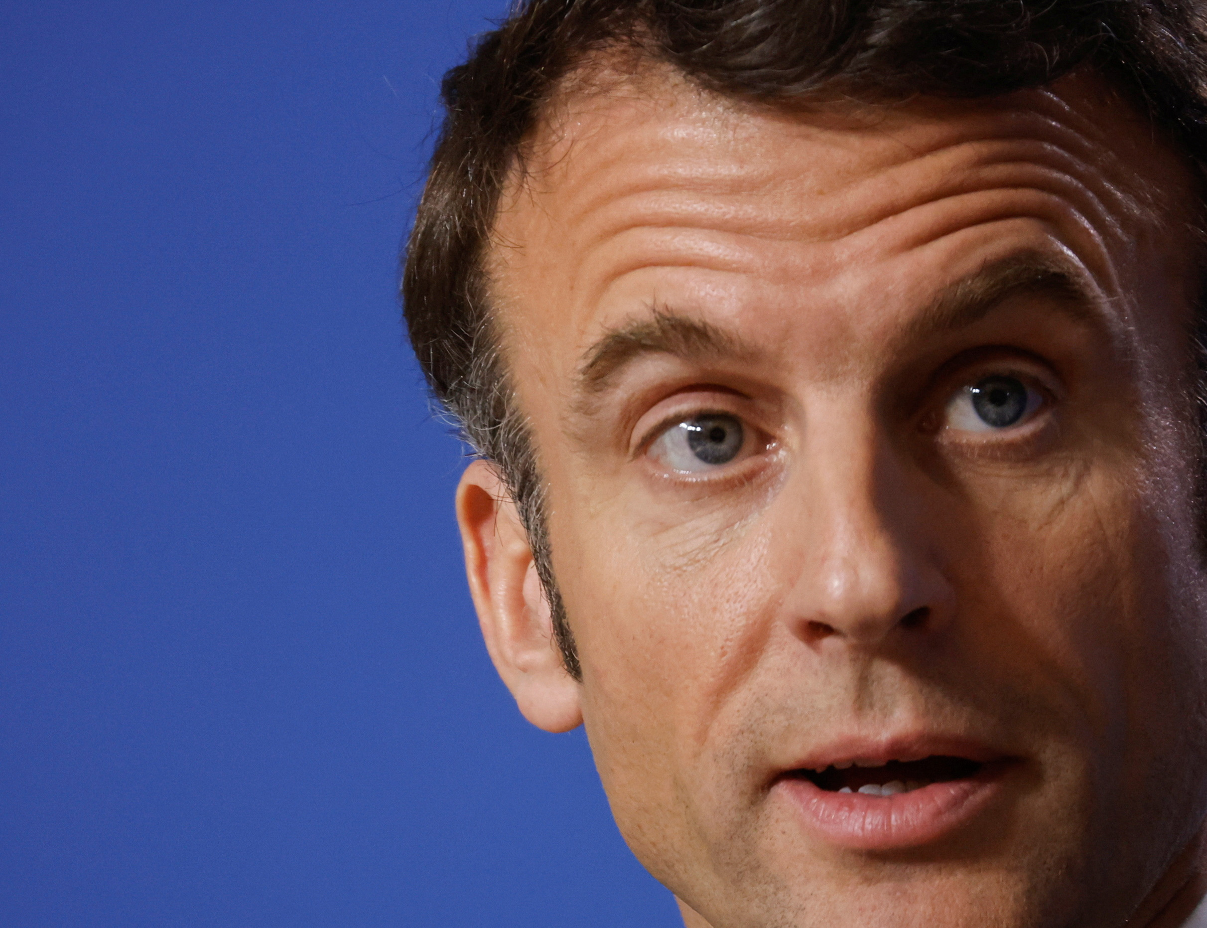 French President Emmanuel Macron speaks during a news conference as part of the European Union leaders' summit in Brussels, Belgium March 24, 2023. REUTERS