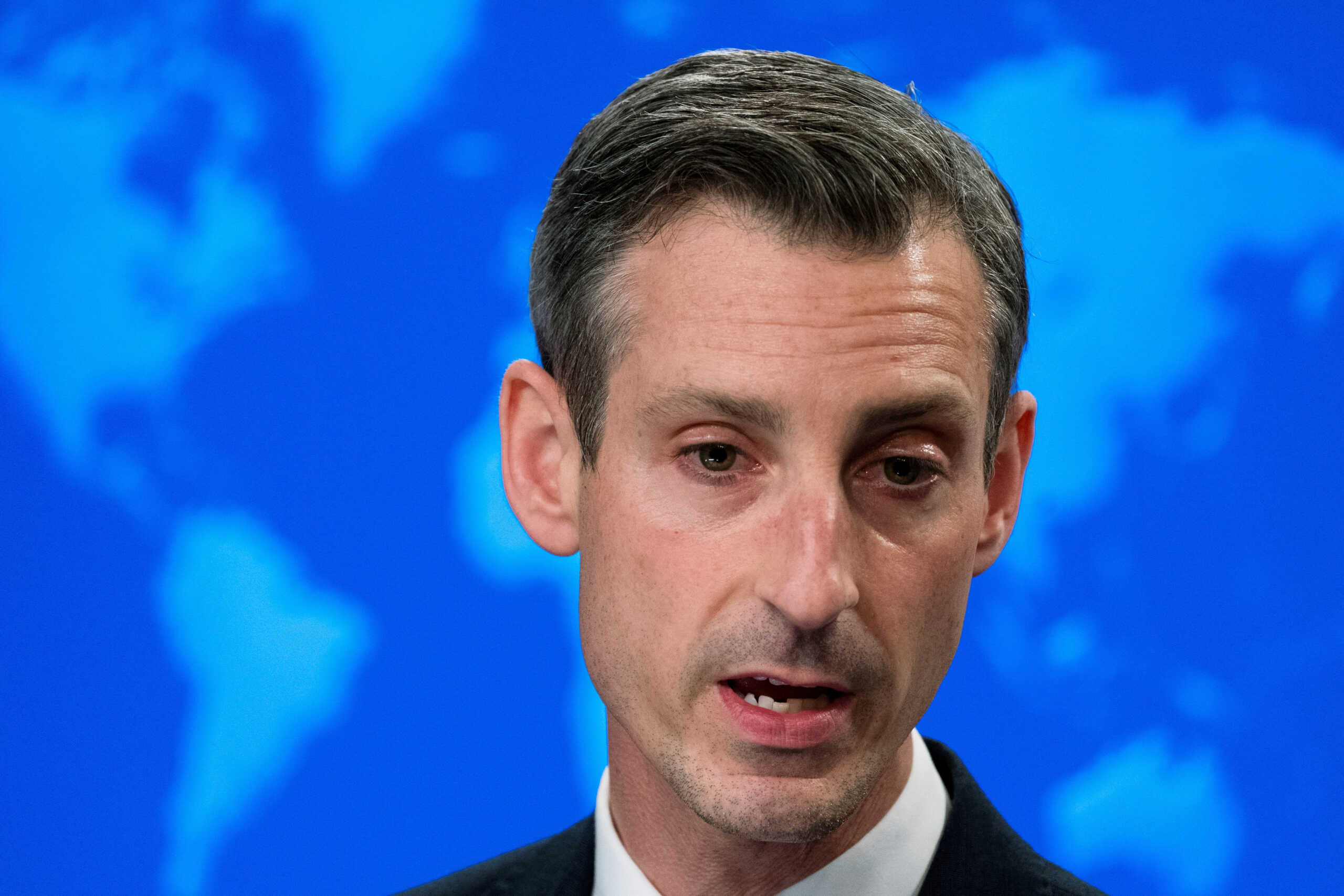 FILE PHOTO: U.S. State Department spokesperson Ned Price speaks during a news conference in Washington, U.S. March 10, 2022. Manuel Balce Ceneta