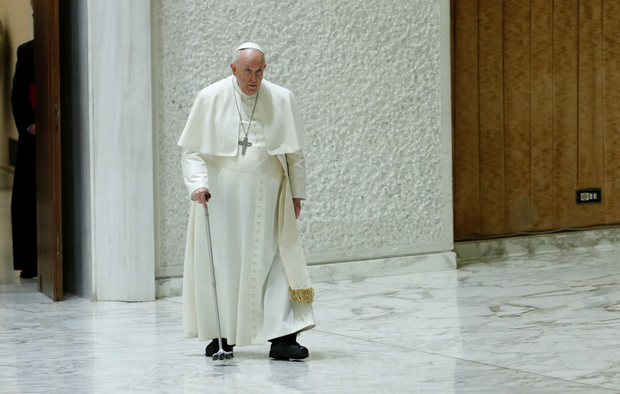 Pope Francis meets with members of Roman pontifical universities and institutions at the Paul VI Hall at the Vatican, February 25, 2023. REUTERS